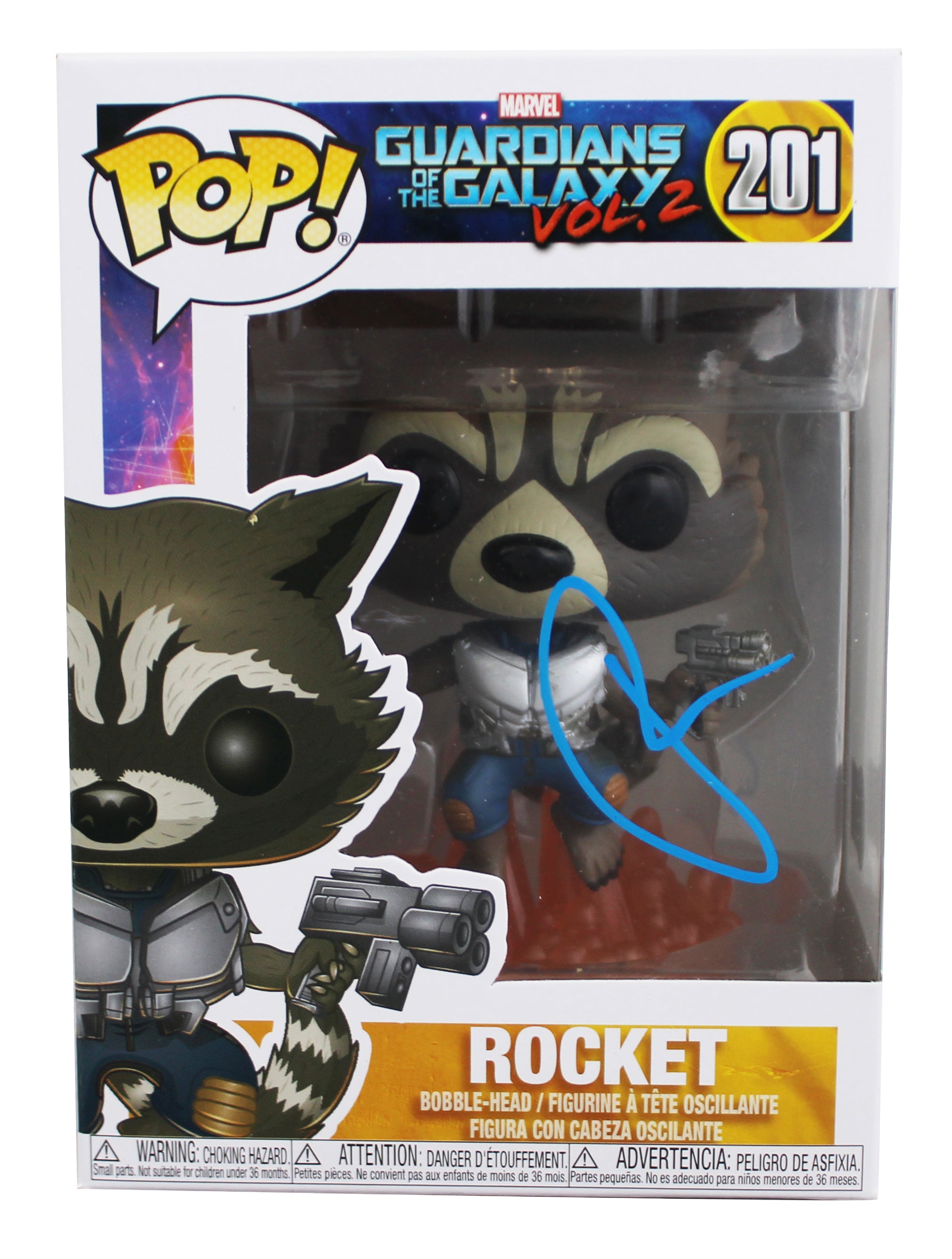 Bradley Cooper Guardians of the Galaxy Signed Rocket #201 Funko Pop Figure BAS