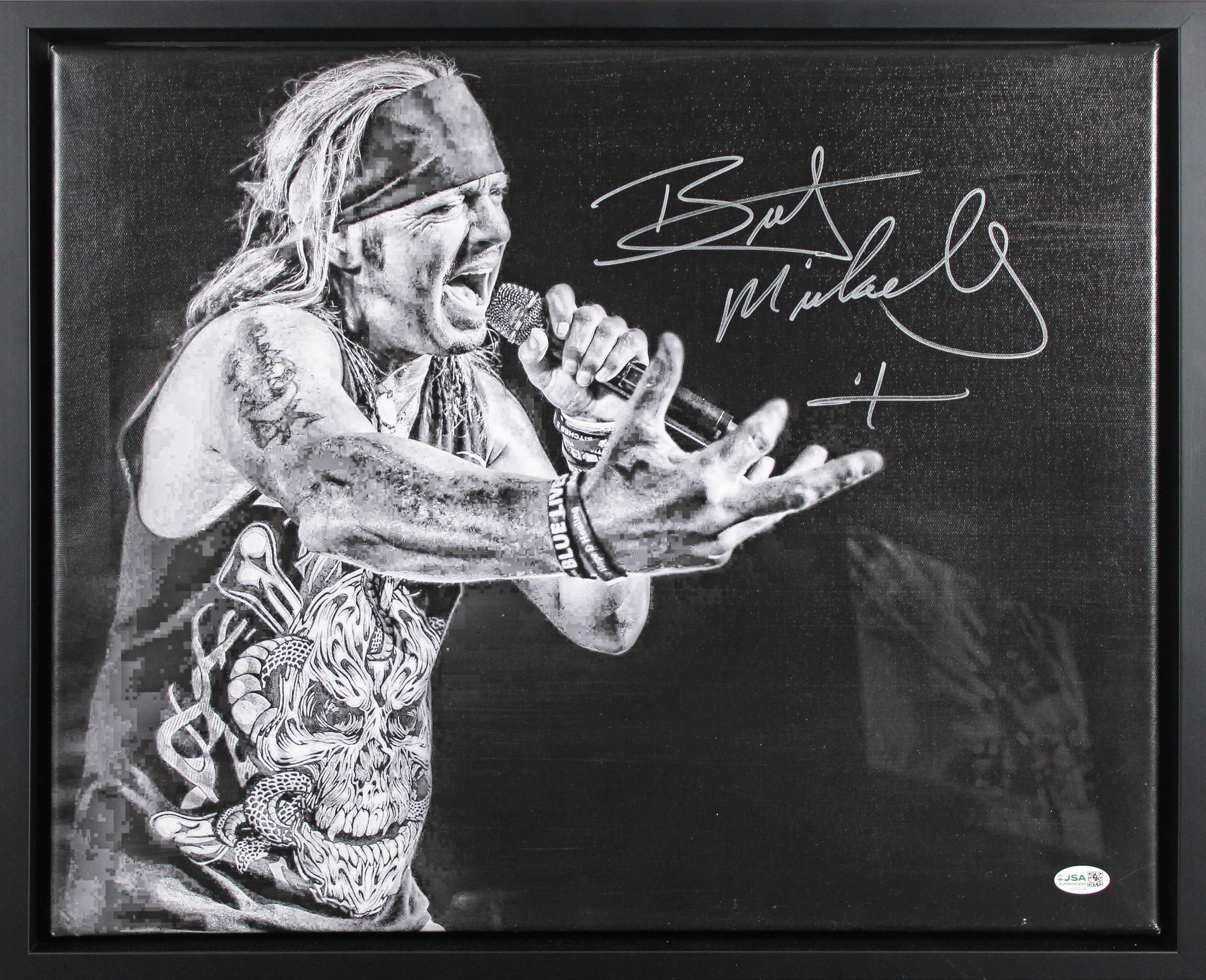 Bret Michaels Poison Authentic Signed & Framed 16x20 Canvas JSA #CL51526