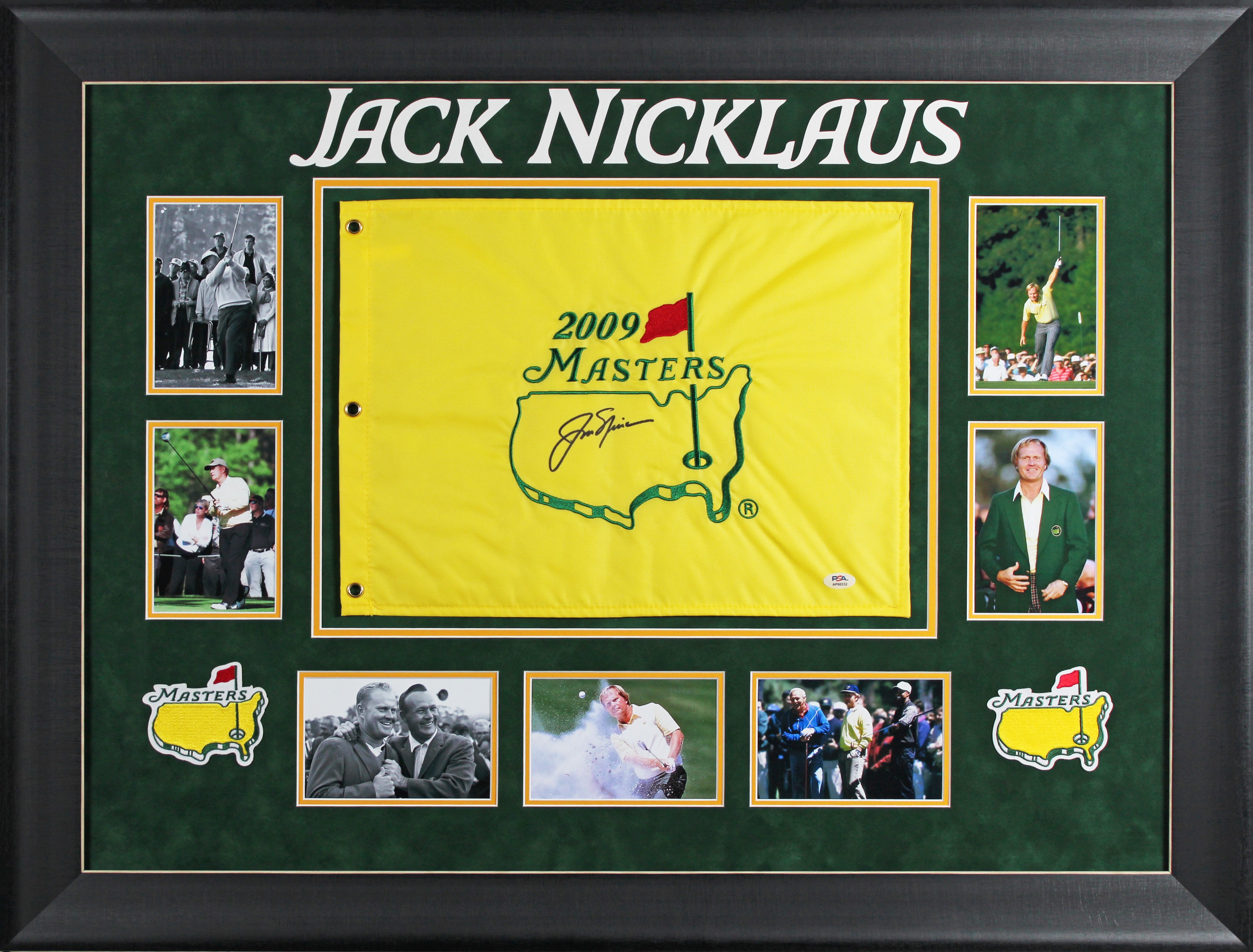 Jack Nicklaus Authentic Signed & Framed 2009 Masters Pin Flag PSA/DNA #AP60332