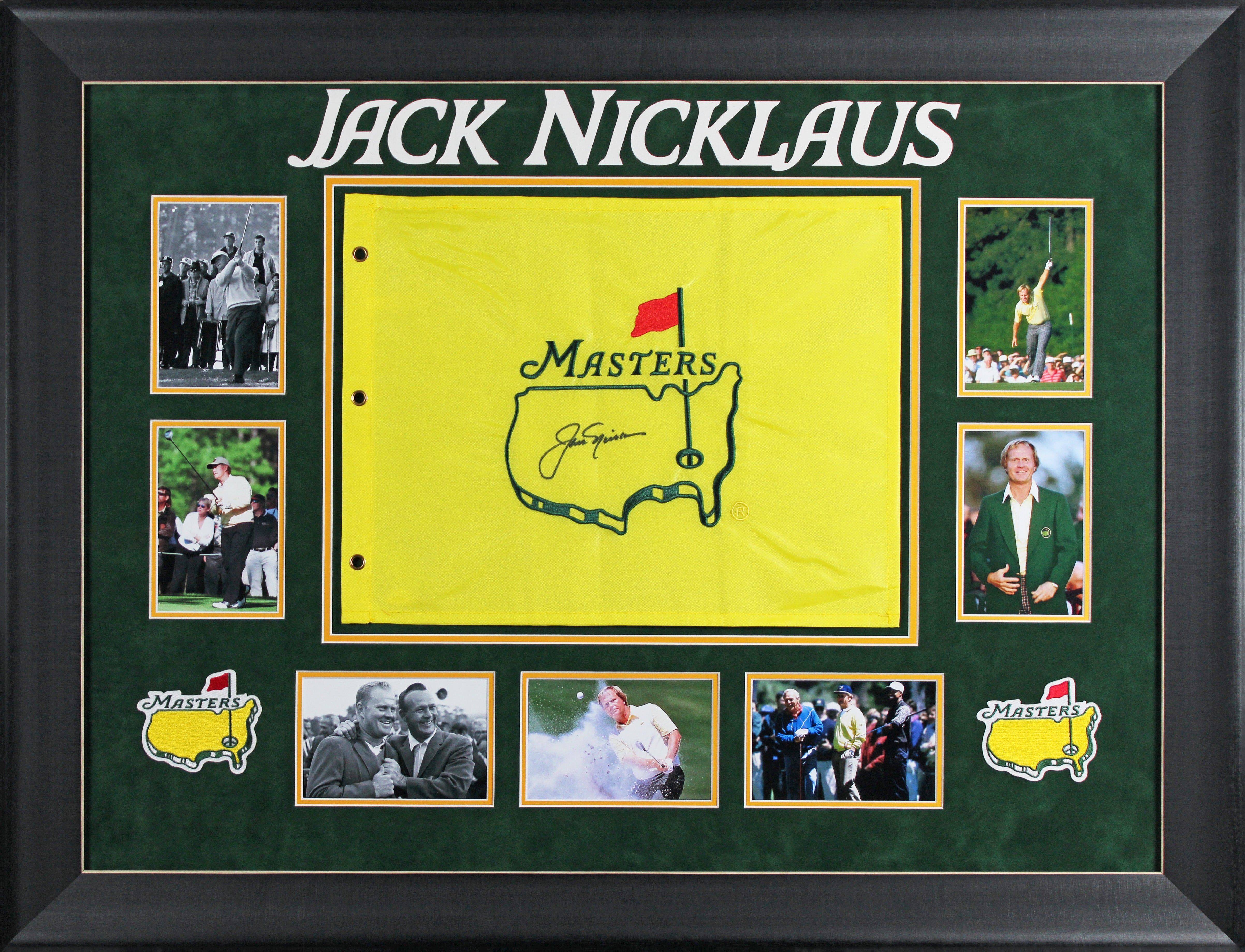 Jack Nicklaus Authentic Signed & Framed Yellow Masters Pin Flag JSA LOA