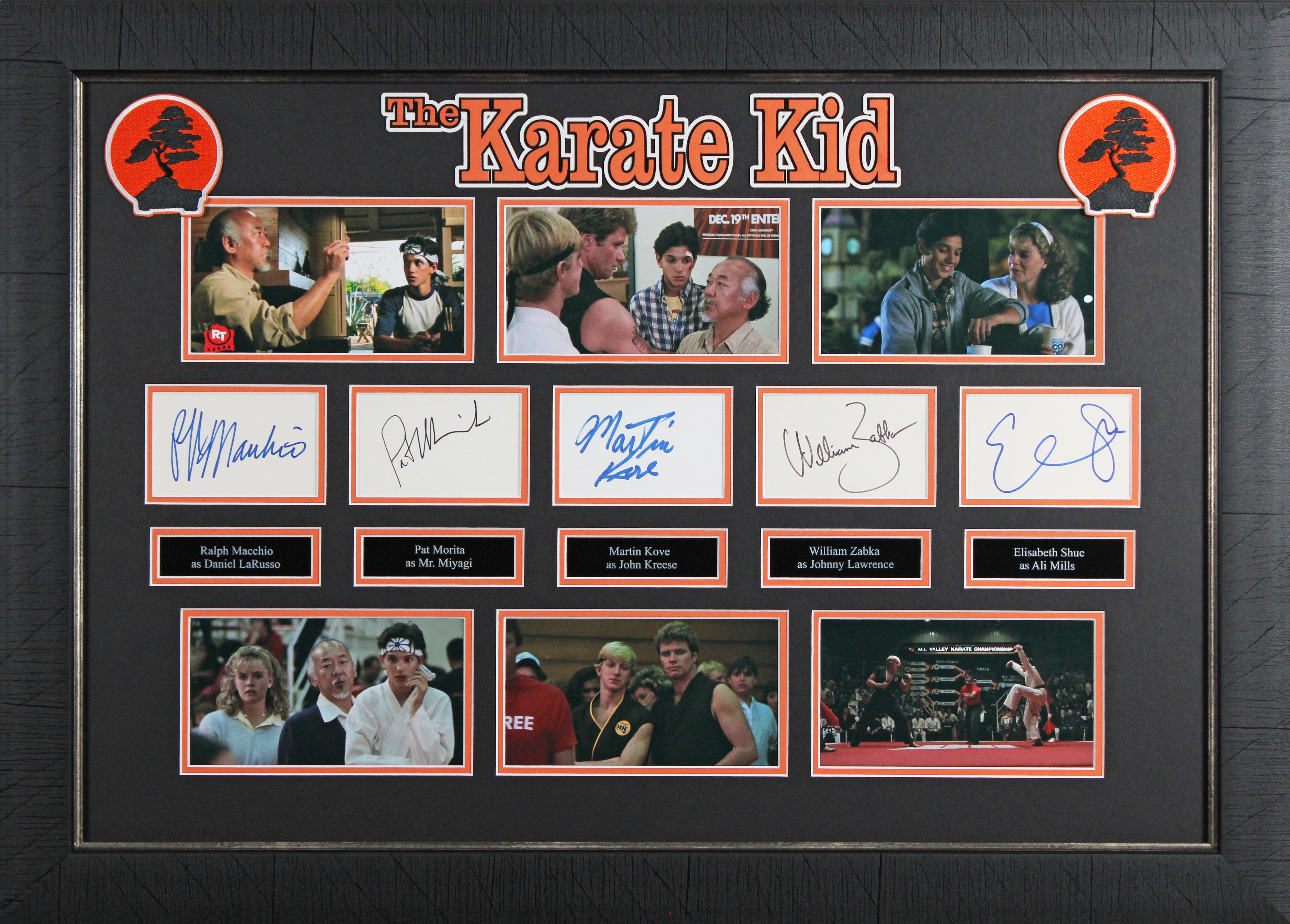 The Karate Kid (5) Morita, Macchio, Zabka, Shue & Kove Signed Framed Display BAS