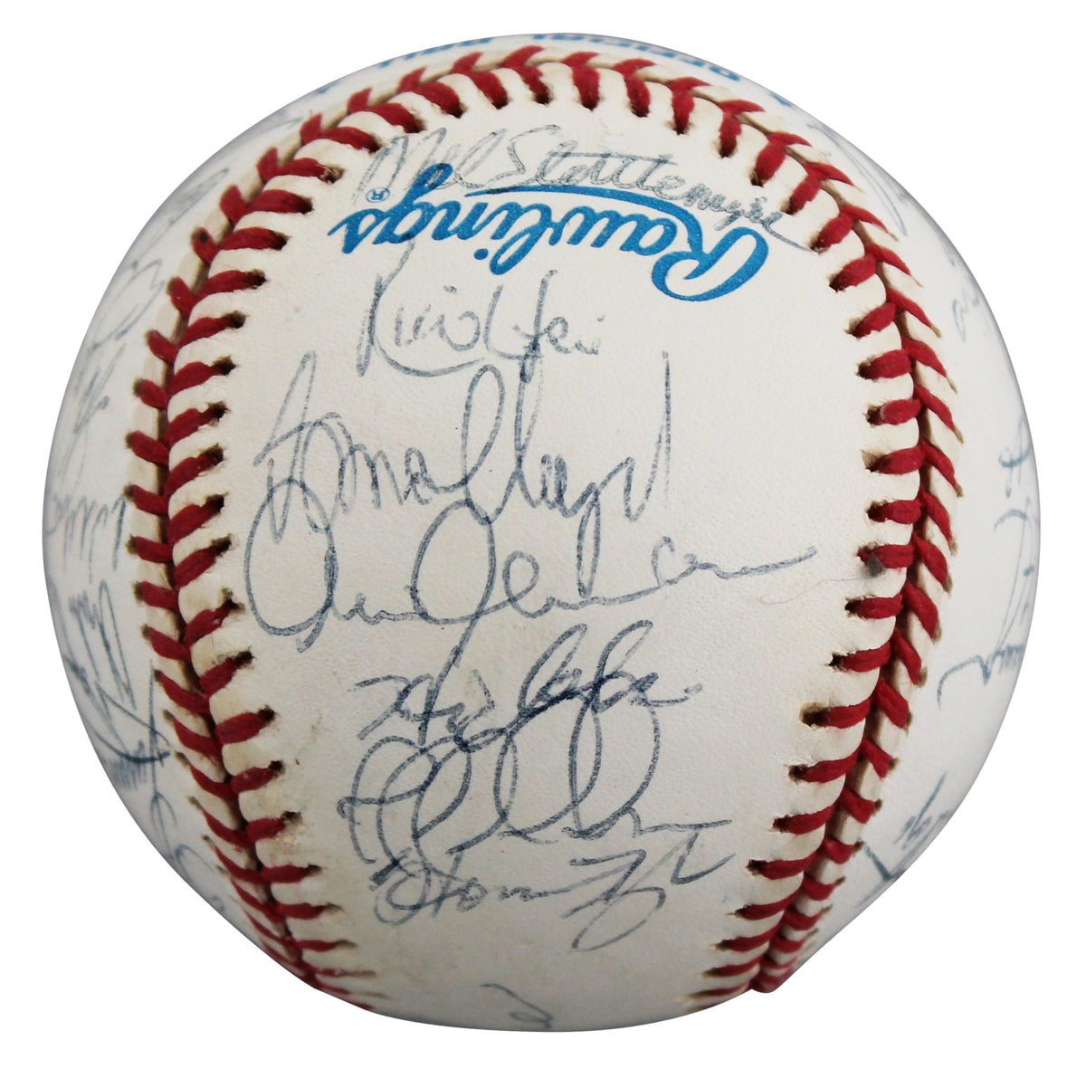 1998 Yankees (31) Torre, Rivera, Raines Signed WS Logo OML Baseball BAS #AE13971
