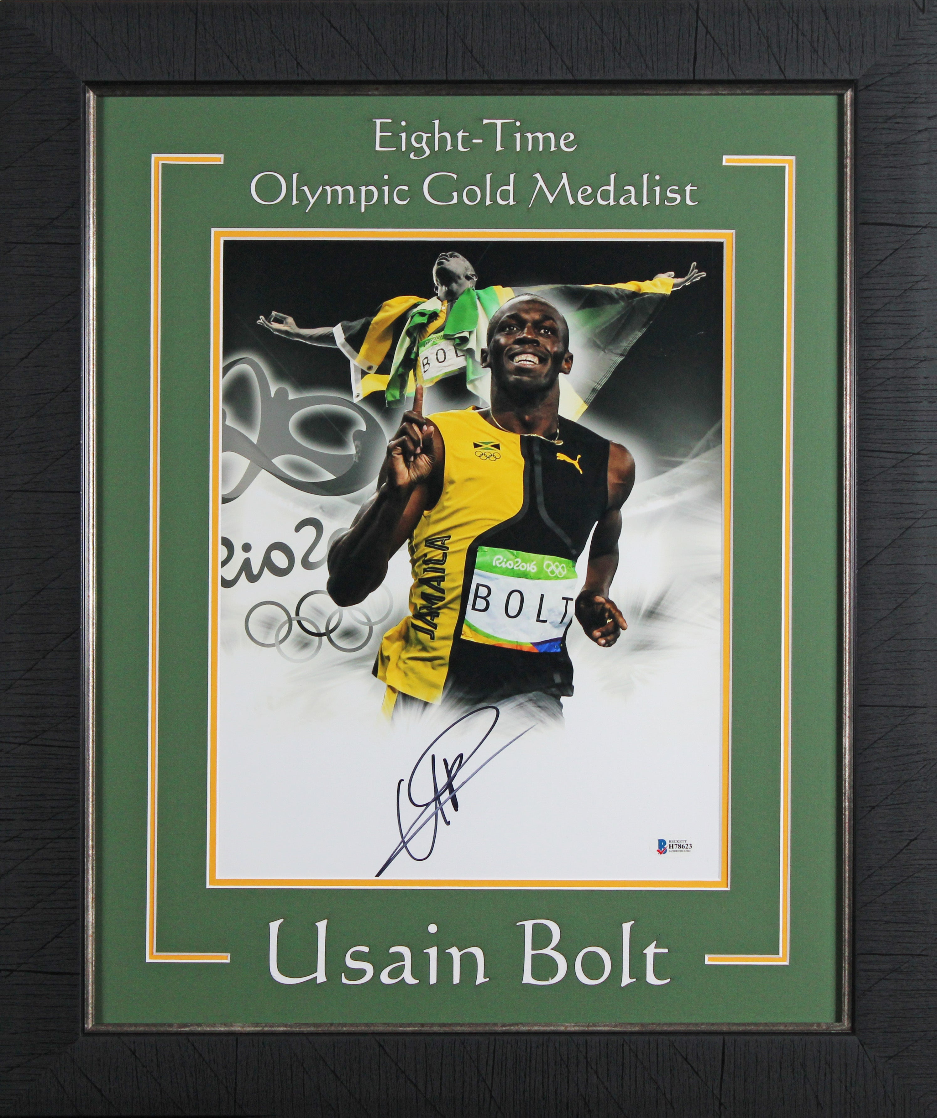 Usain Bolt Authentic Signed 11x14 Framed Vertical Photo Autographed BAS #H78623