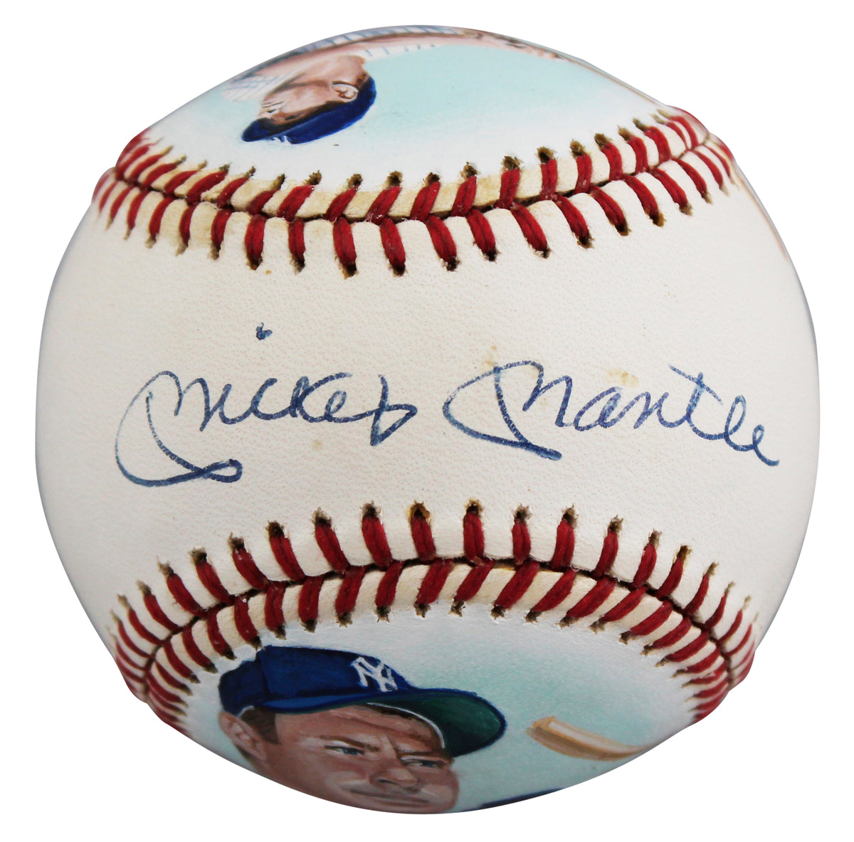 Yankees Mickey Mantle Signed Jolene Jessie Painted OAL Baseball LE #7/9 BAS LOA