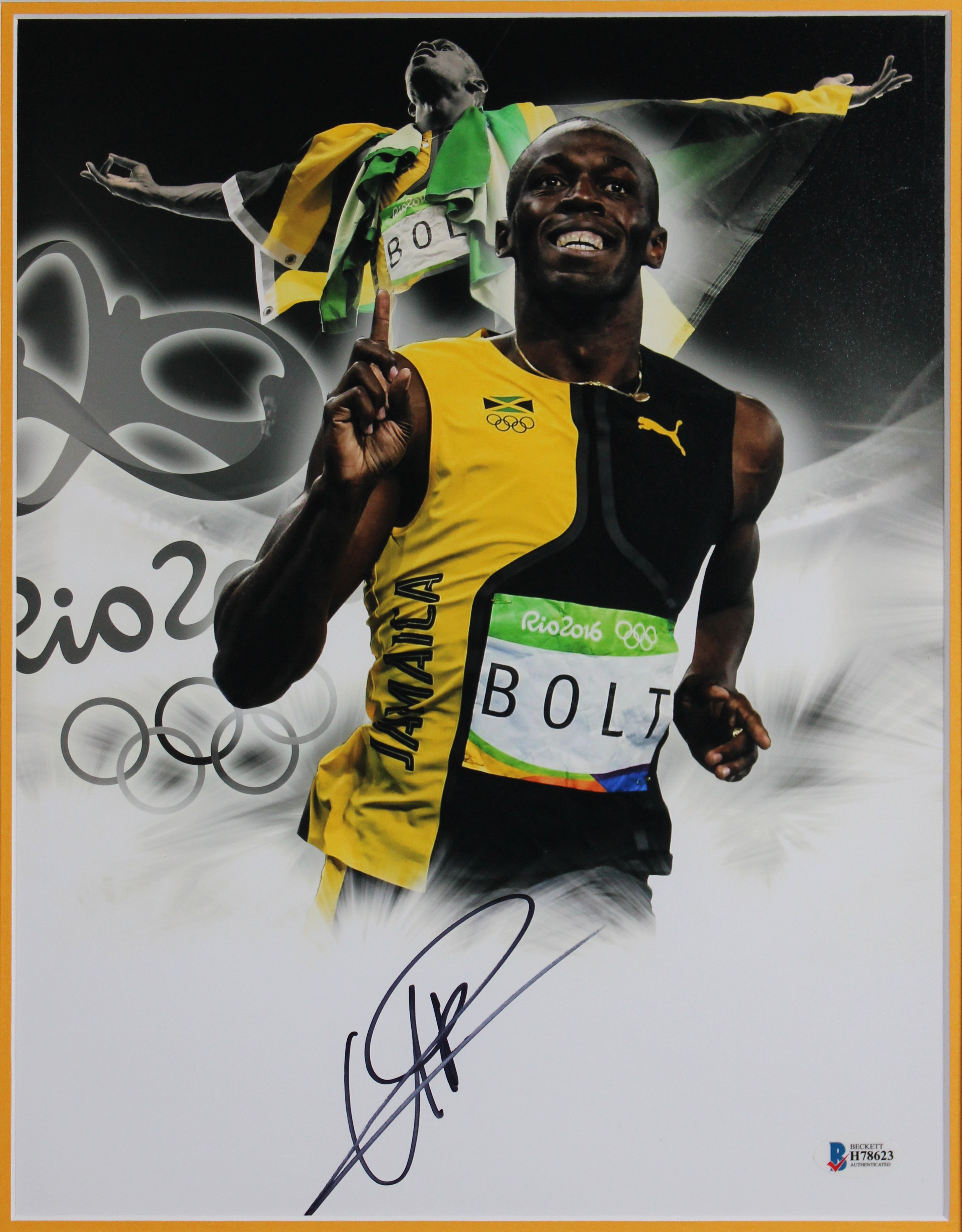 Usain Bolt Authentic Signed 11x14 Framed Vertical Photo Autographed BAS #H78623