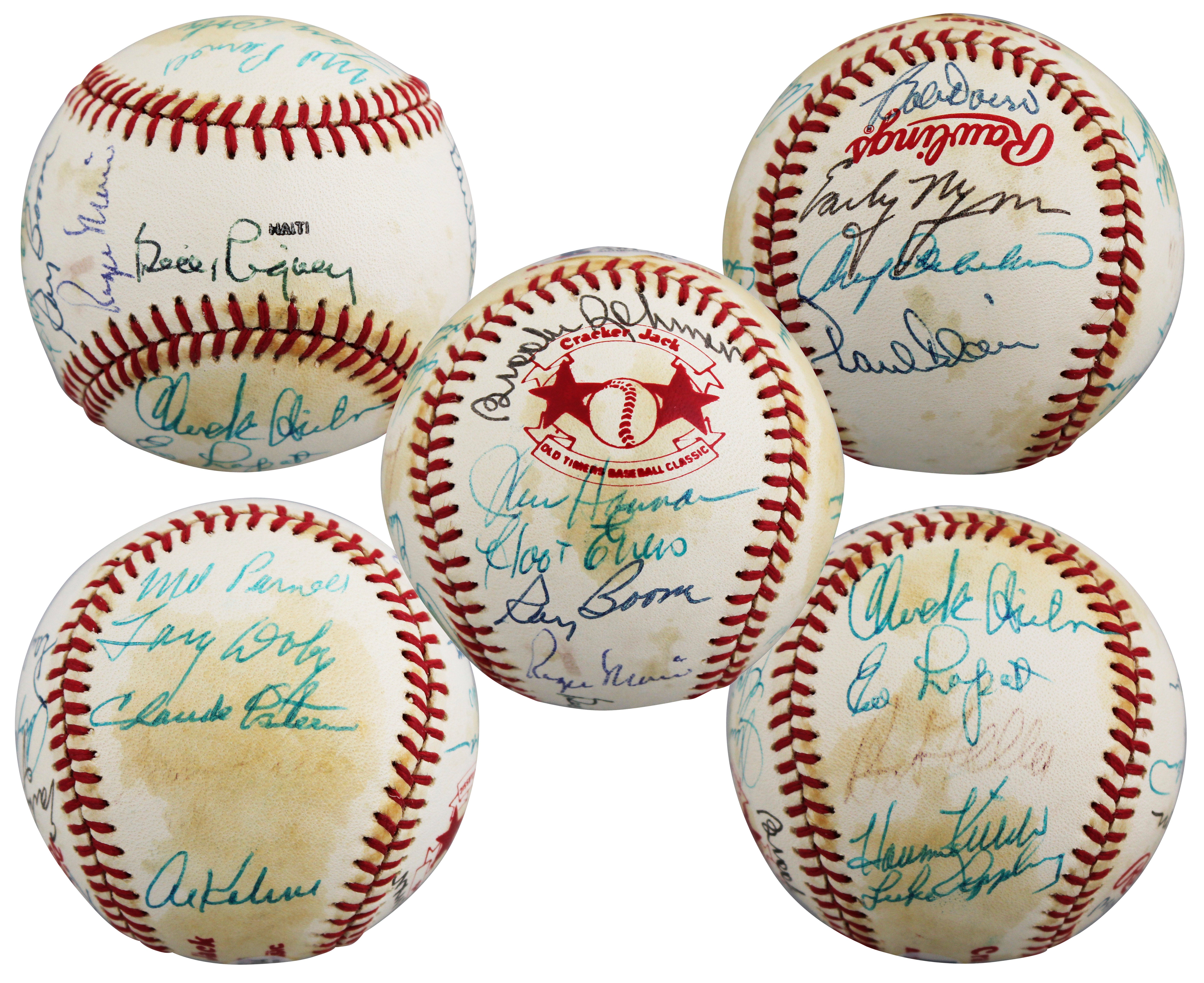 1982 Cracker Jacks (19) Maris, Robinson, Killebrew Signed Baseball BAS #A61784
