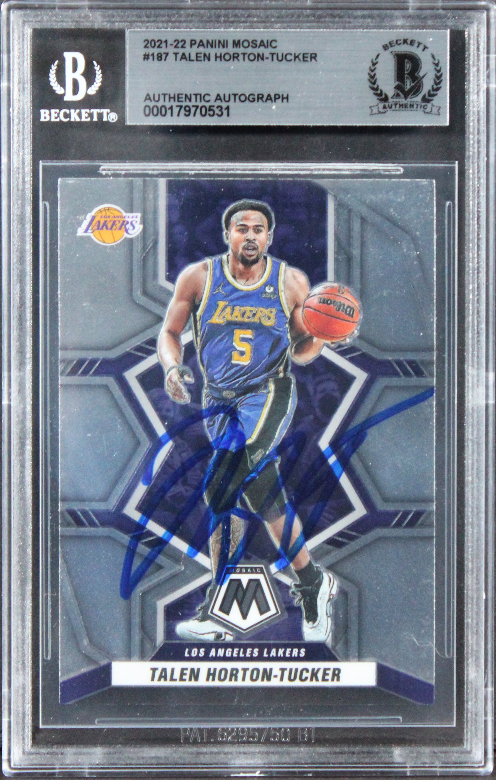 Lakers Talen Horton-Tucker Signed 2021 Panini Mosaic #187 Card BAS Slabbed
