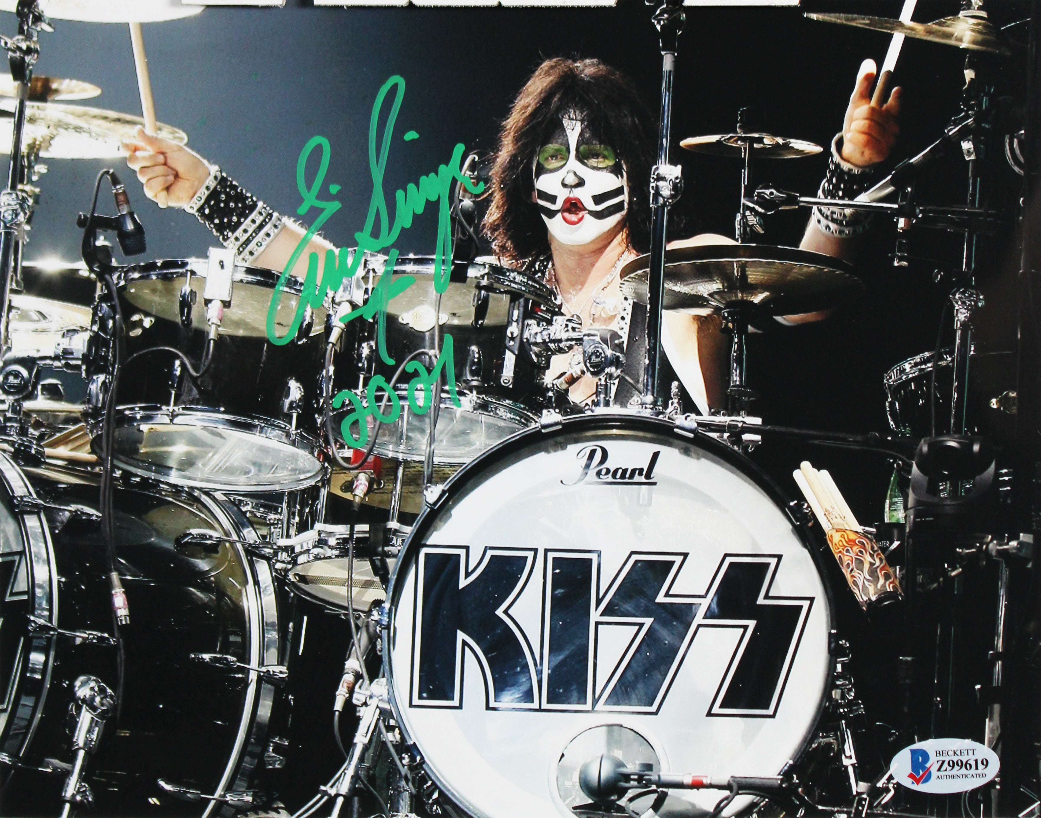 Eric Singer KISS "2021" Authentic Signed 8x10 Framed Photo BAS #Z99619