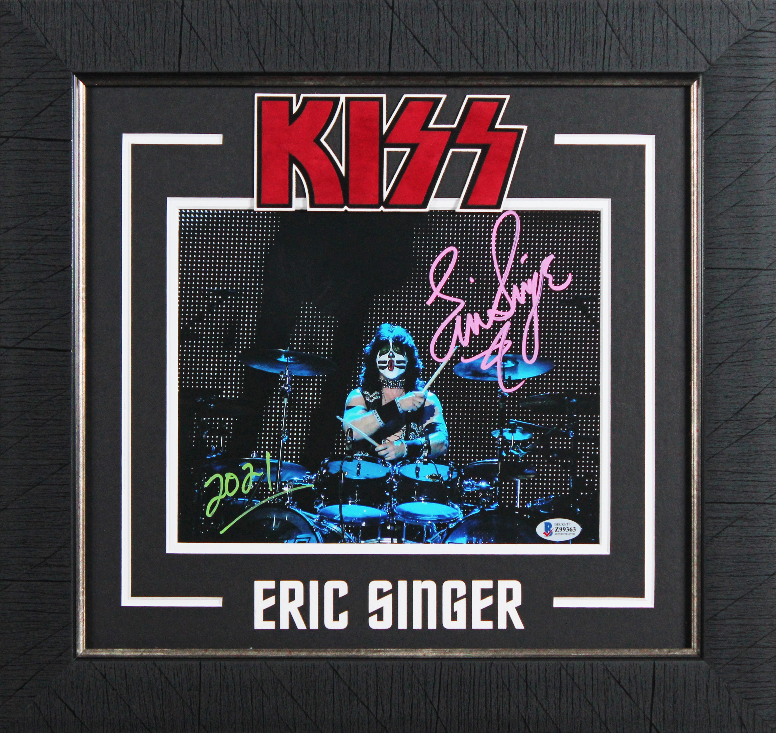 Eric Singer KISS "2021" Authentic Signed 8x10 Framed Photo BAS #Z99363