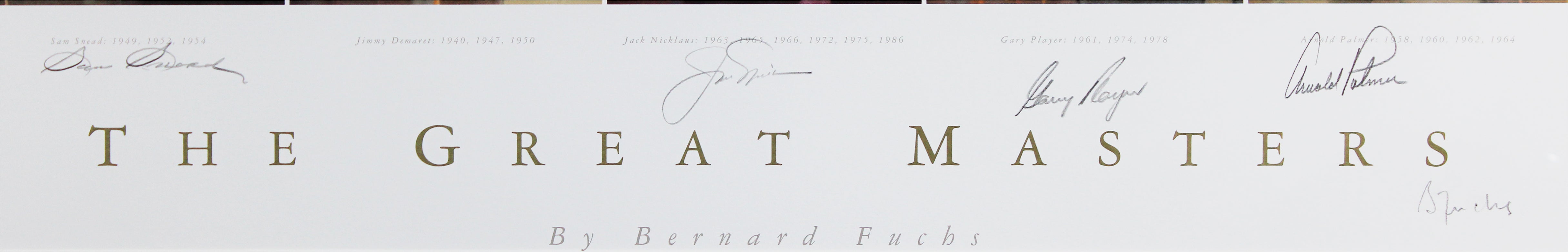 Golf Masters (5) Nicklaus, Palmer, Snead, Player Signed & Framed Lithograph BAS