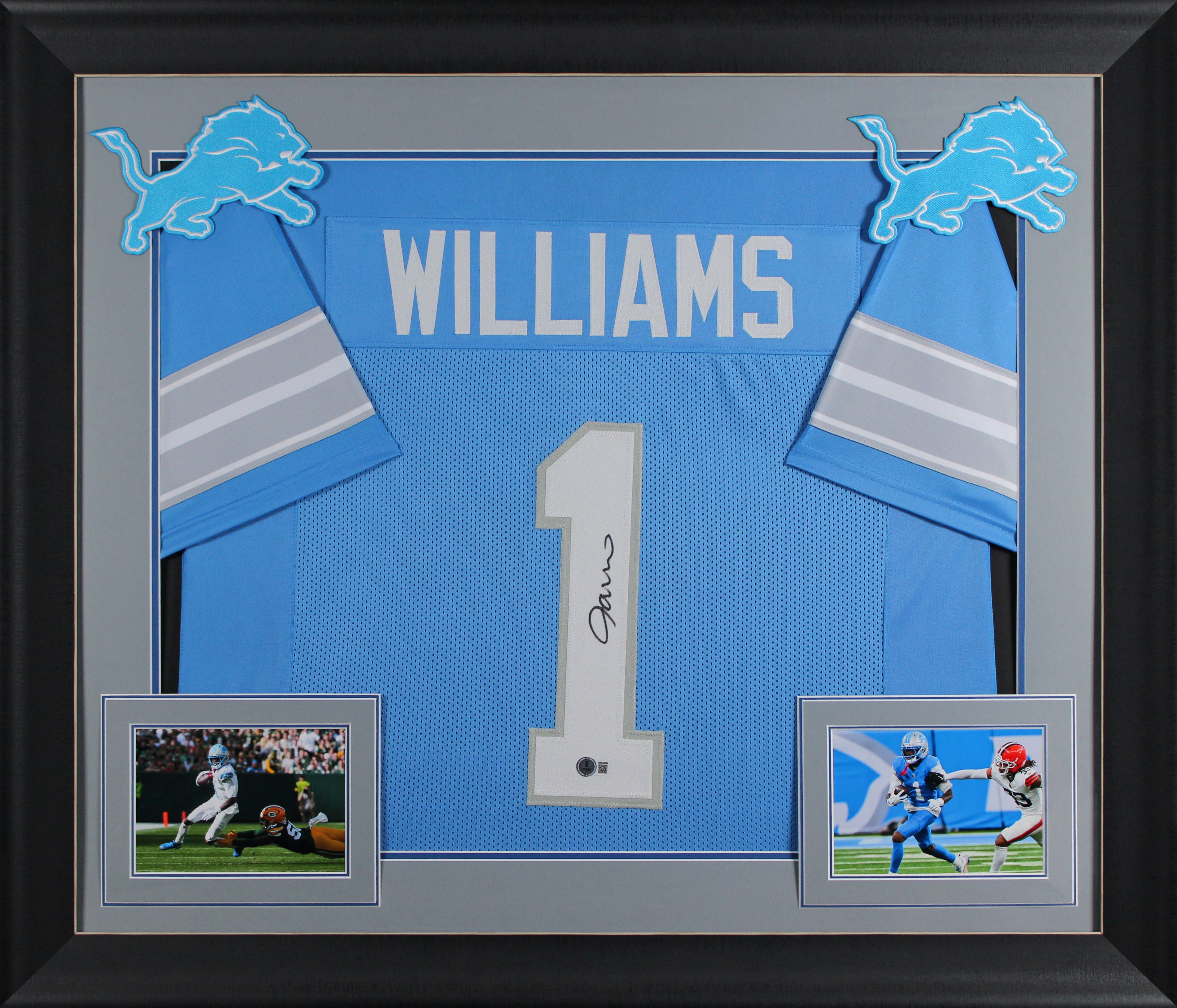 Jameson Williams Authentic Signed Blue Pro Style Framed Jersey BAS Witnessed 3