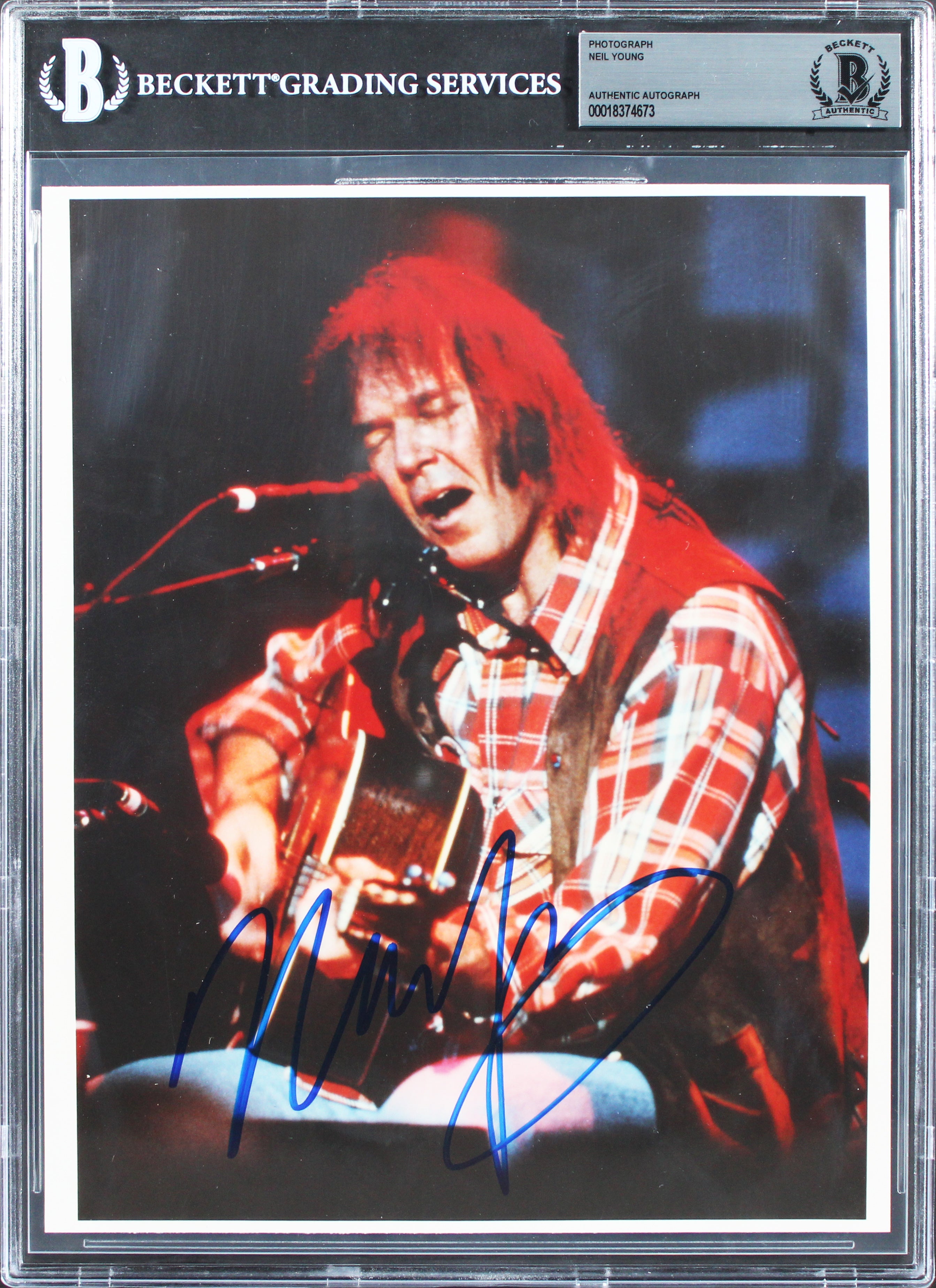 Neil Young Crosby, Stills, Nash & Young Authentic Signed 8x10 Photo BAS Slabbed