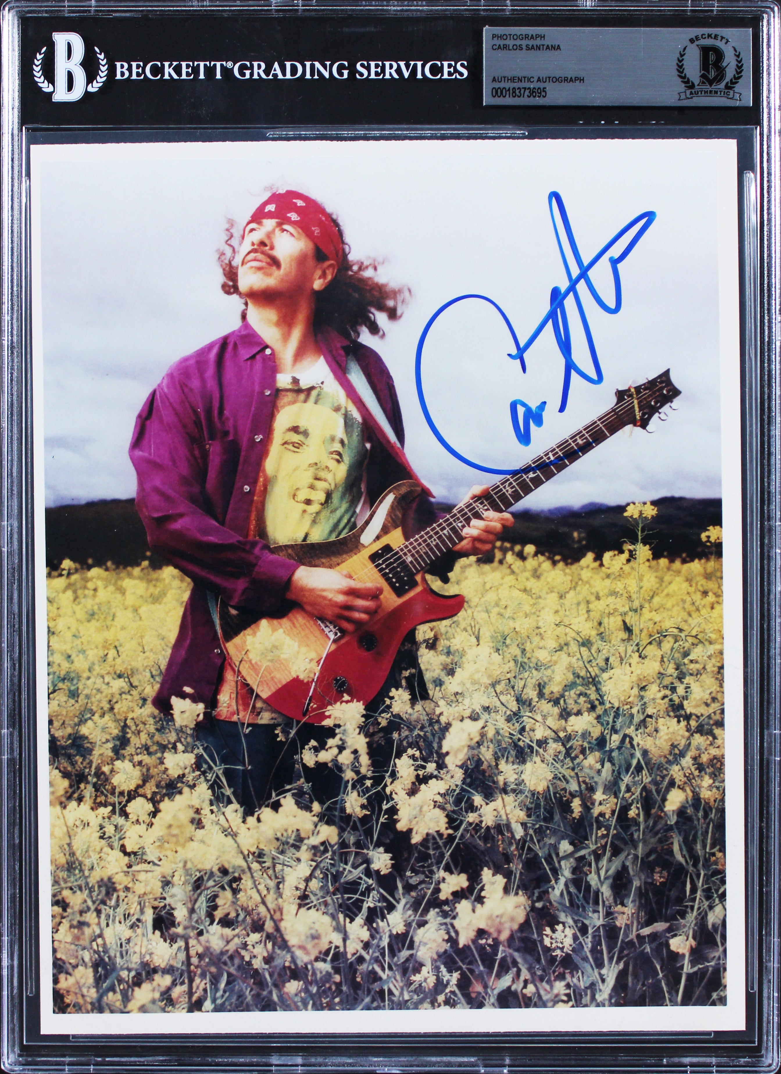 Carlos Santana Authentic Signed 8x10 Vertical Color Photo BAS Slabbed