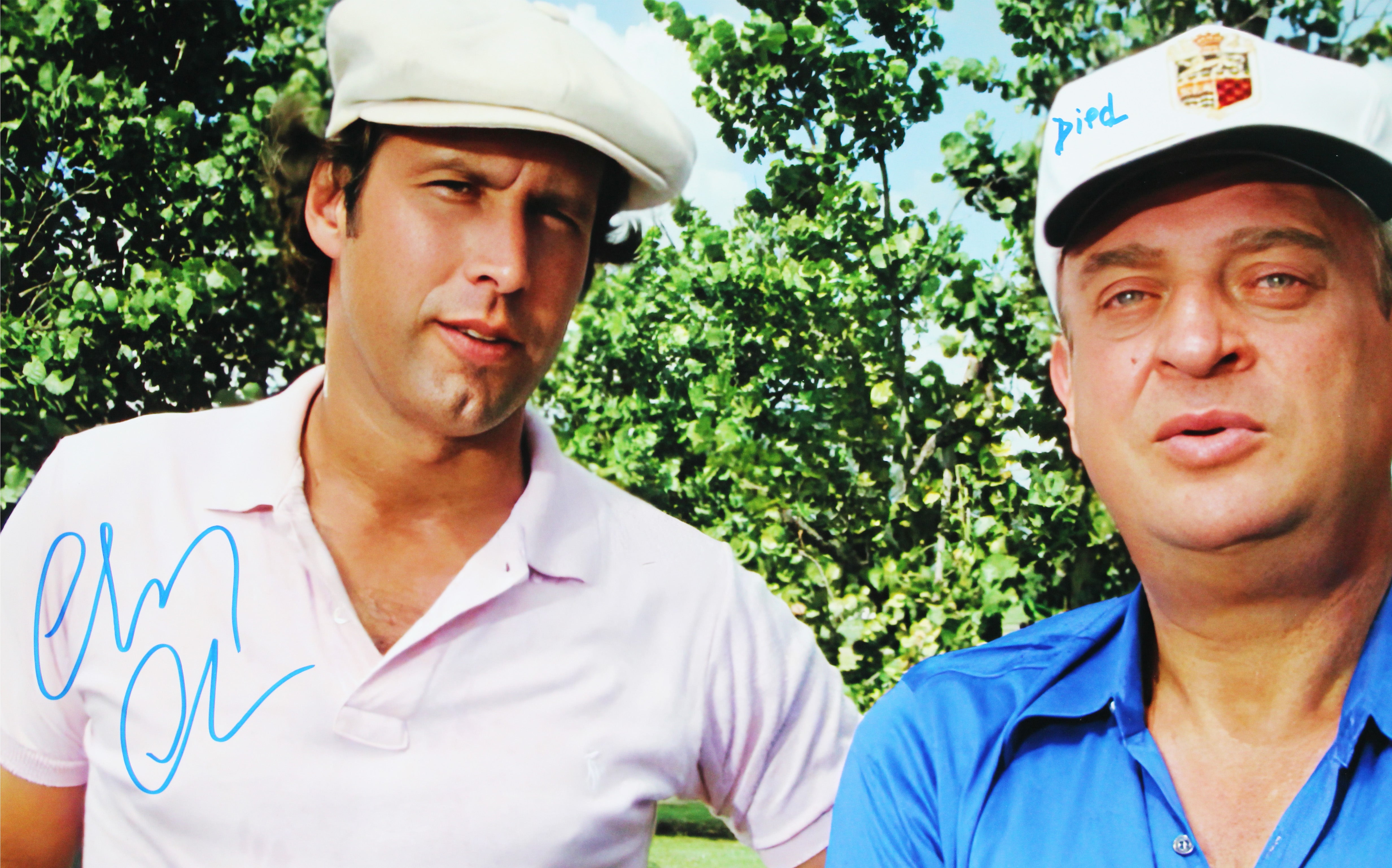 Chevy Chase Caddyshack "Died" Signed 16x20 w/ Dangerfield Photo BAS W #2W688919