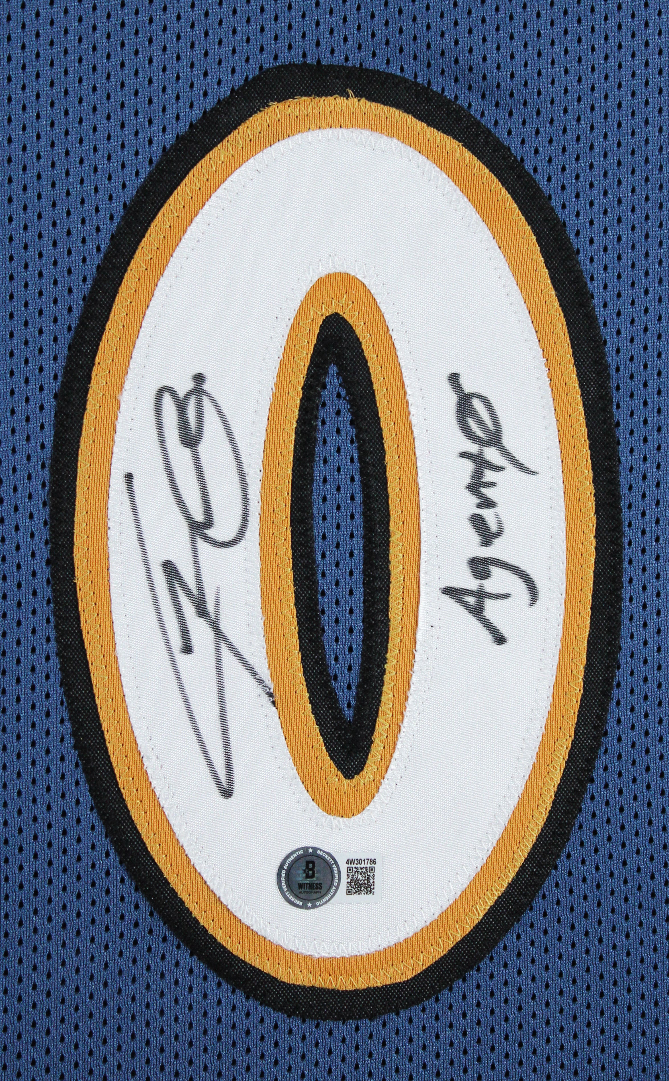 Gilbert Arenas "Agent 0" Signed Blue Pro Style Framed Jersey BAS Witnessed