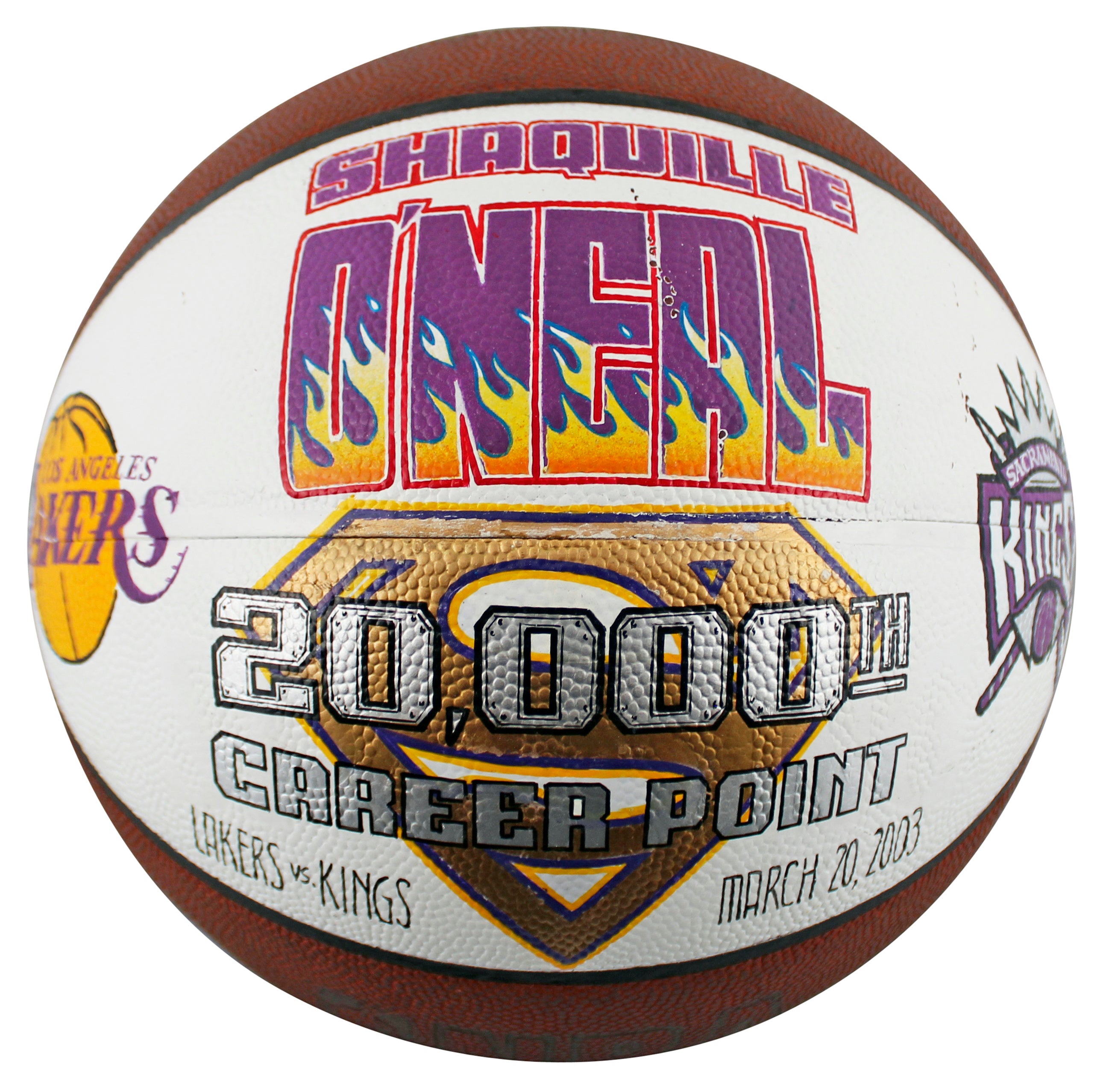 Shaquille O'Neal Game Used 20,000 Career Pts Scored Game Spalding NBA Basketball