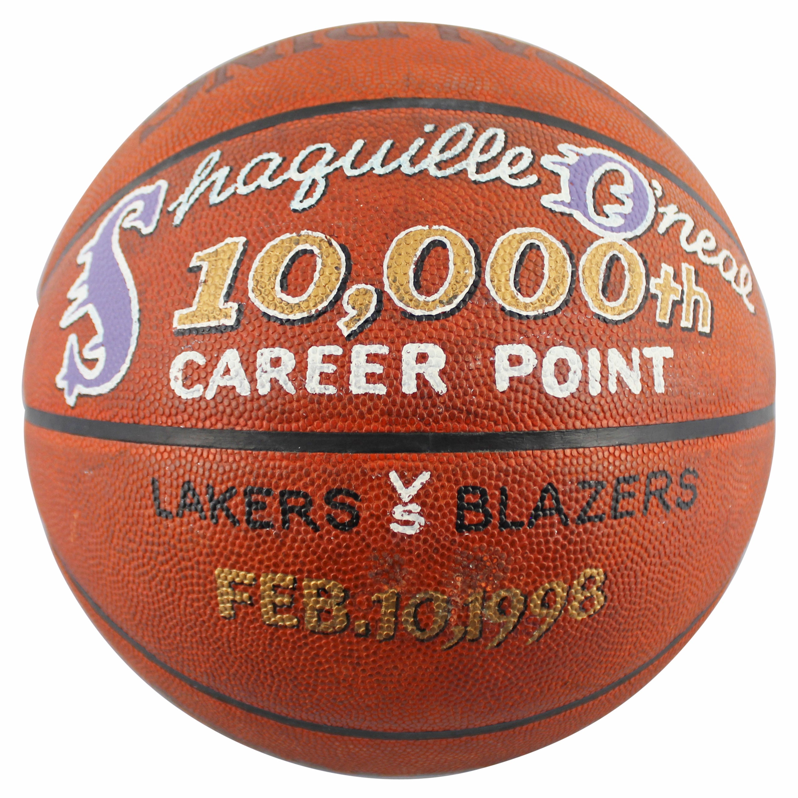 Shaquille O'Neal Game Used 10,000 Career Pts Scored Game Spalding NBA Basketball