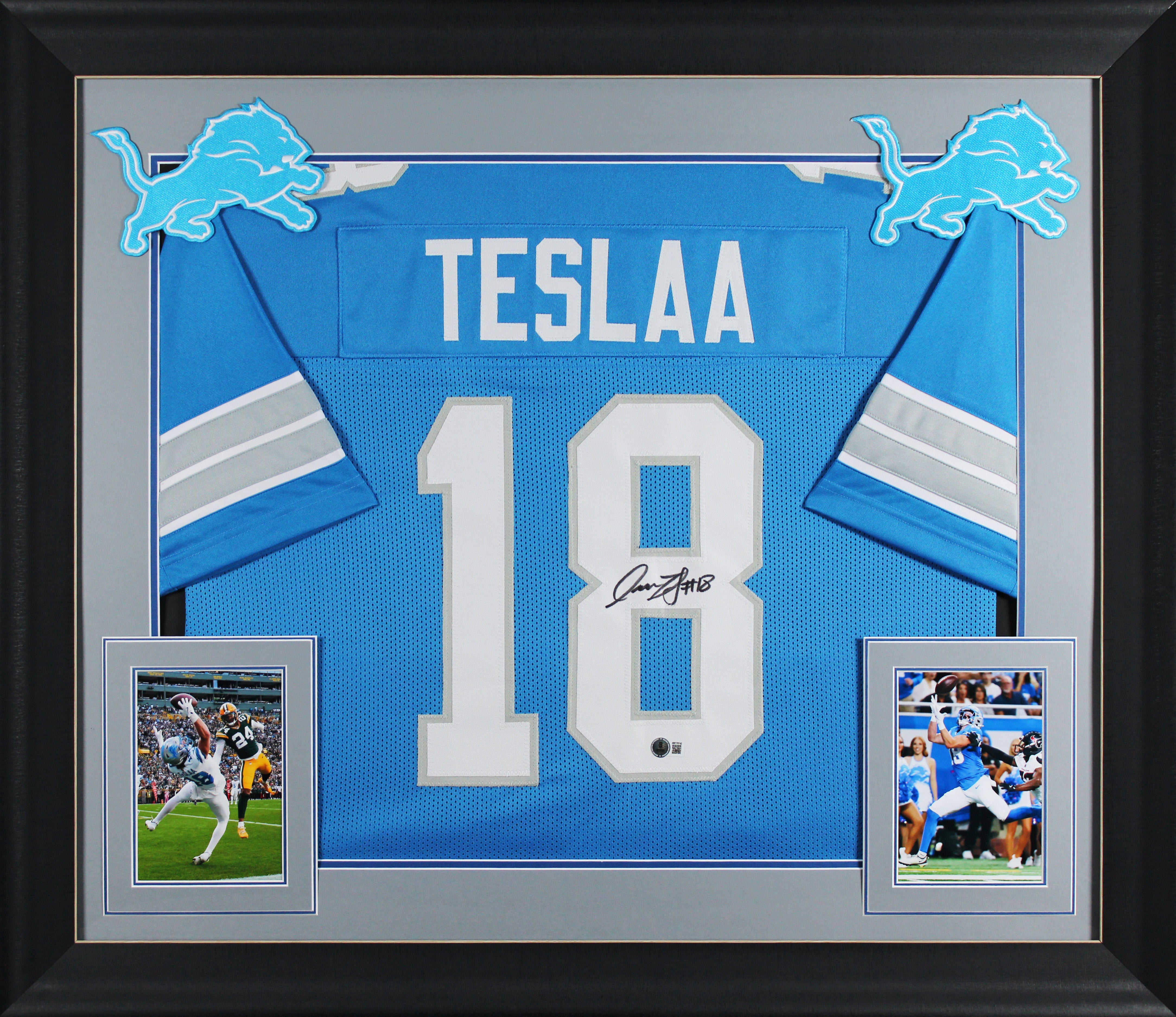 Isaac TeSlaa Authentic Signed Blue Pro Style Framed Jersey BAS Witnessed