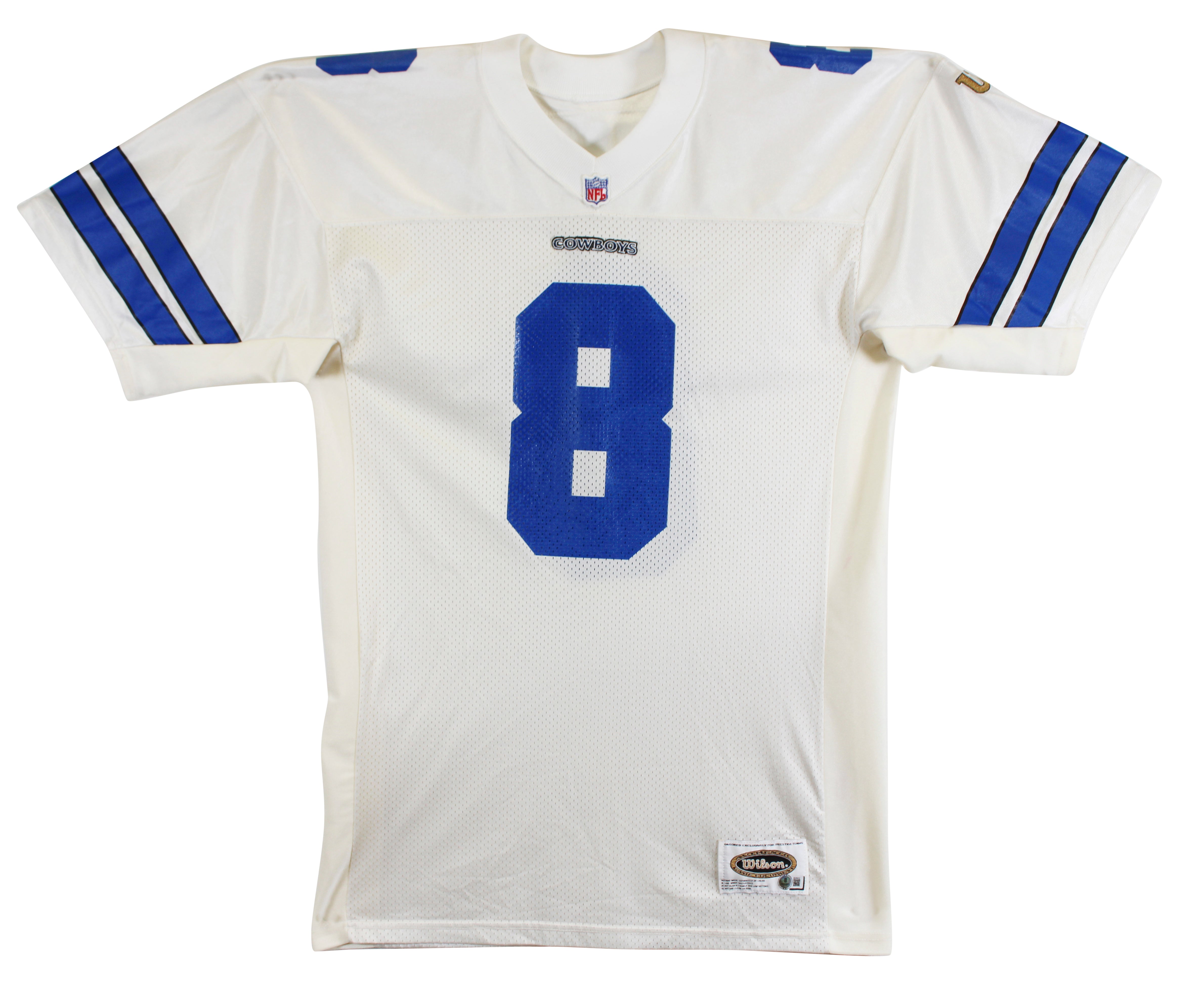 Cowboys Troy Aikman Authentic Signed White Wilson Authentic Jersey BAS #BU55012