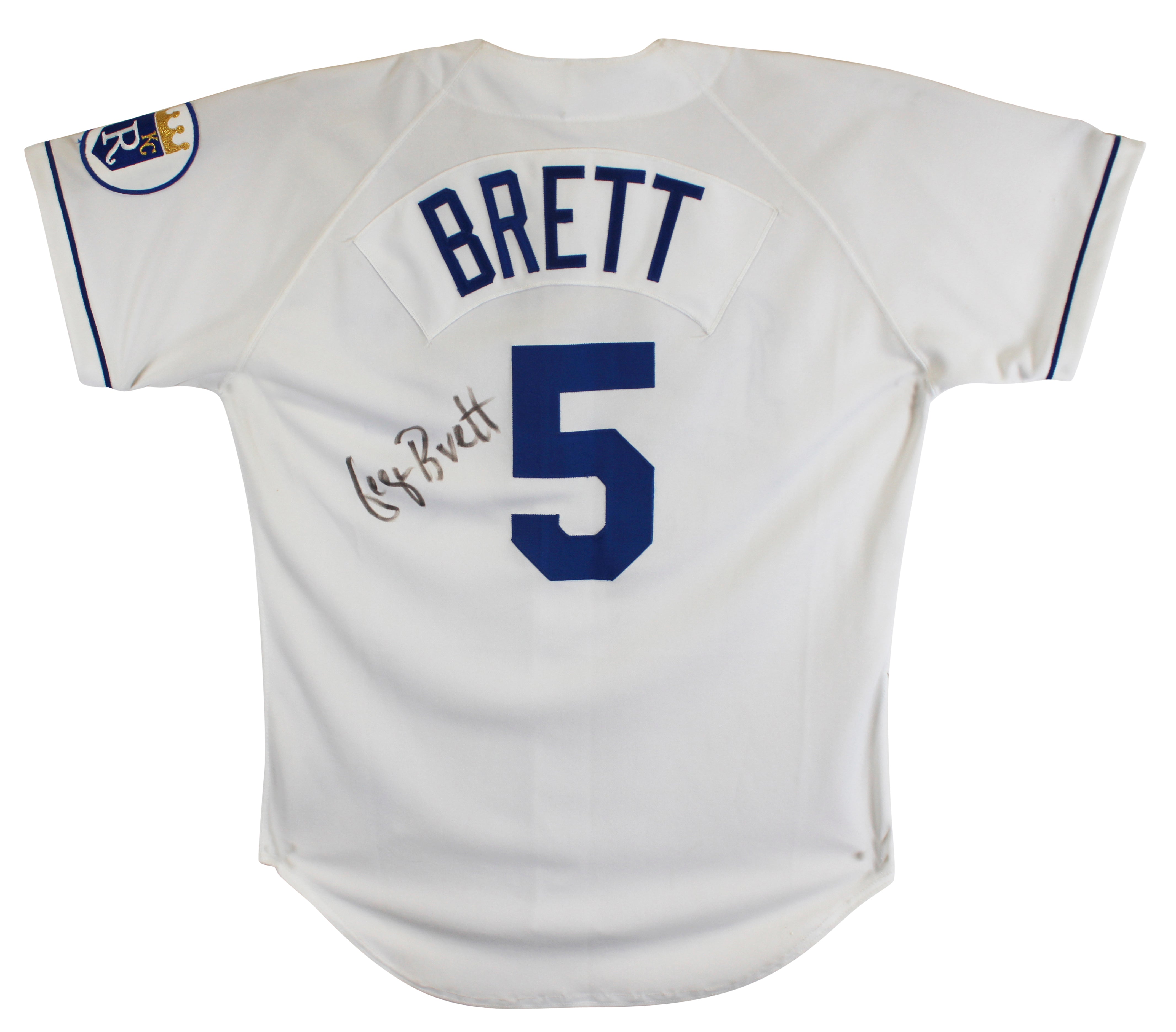 Royals George Brett Authentic Signed White Russell Athletic Jersey BAS #BU55013
