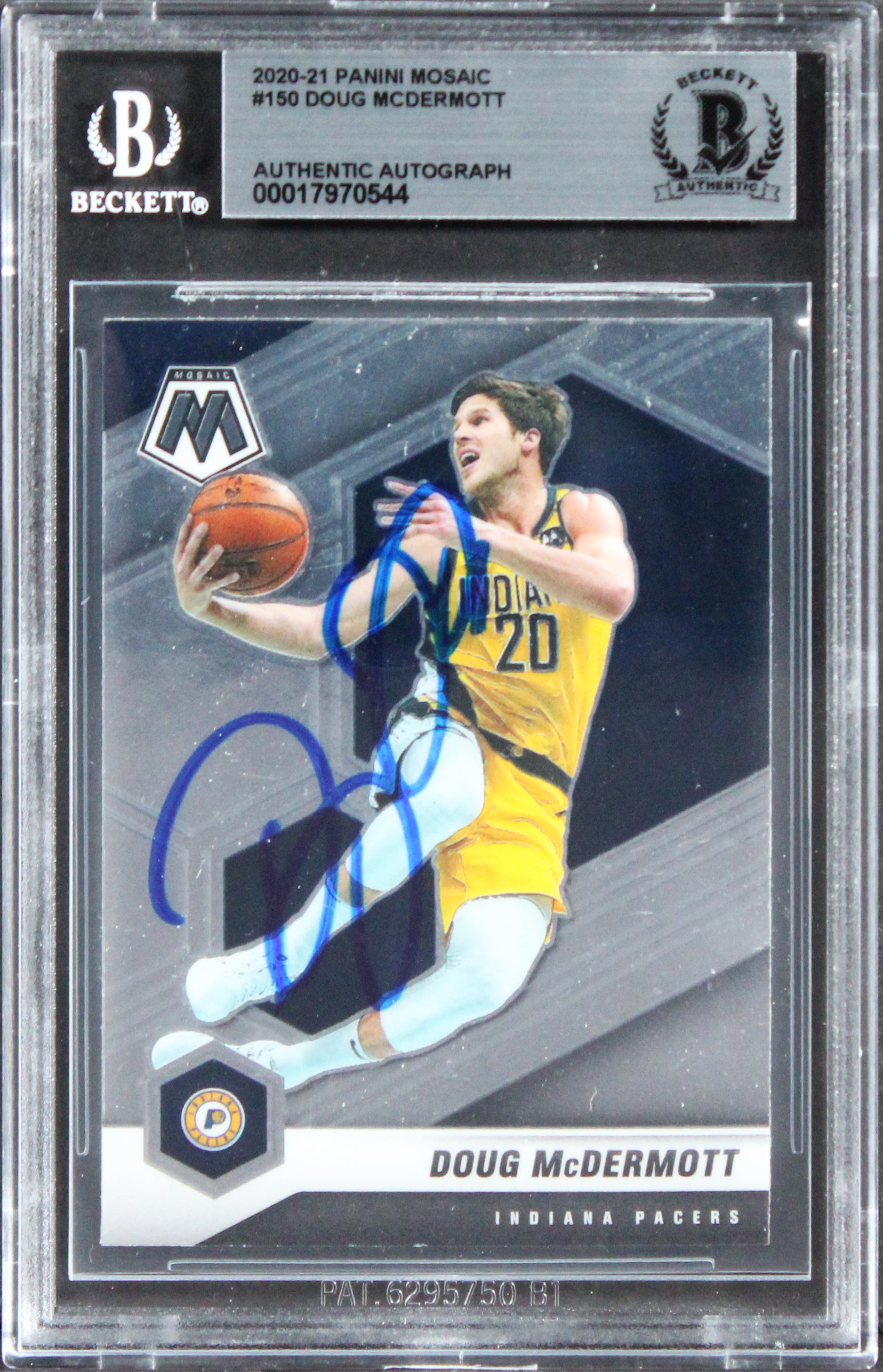 Pacers Doug McDermott Authentic Signed 2020 Panini Mosaic #159 Card BAS Slabbed