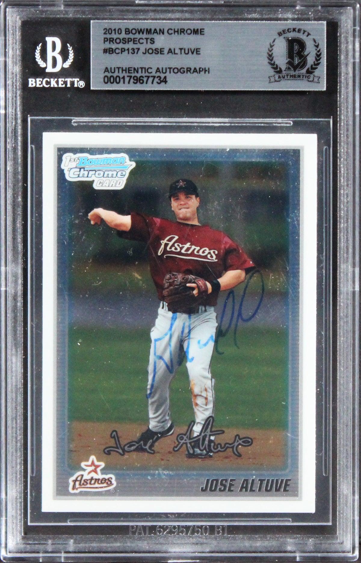 Astros Jose Altuve Signed 2010 Bowman Cr Prospects #BCP137 Rookie Card BAS Slab