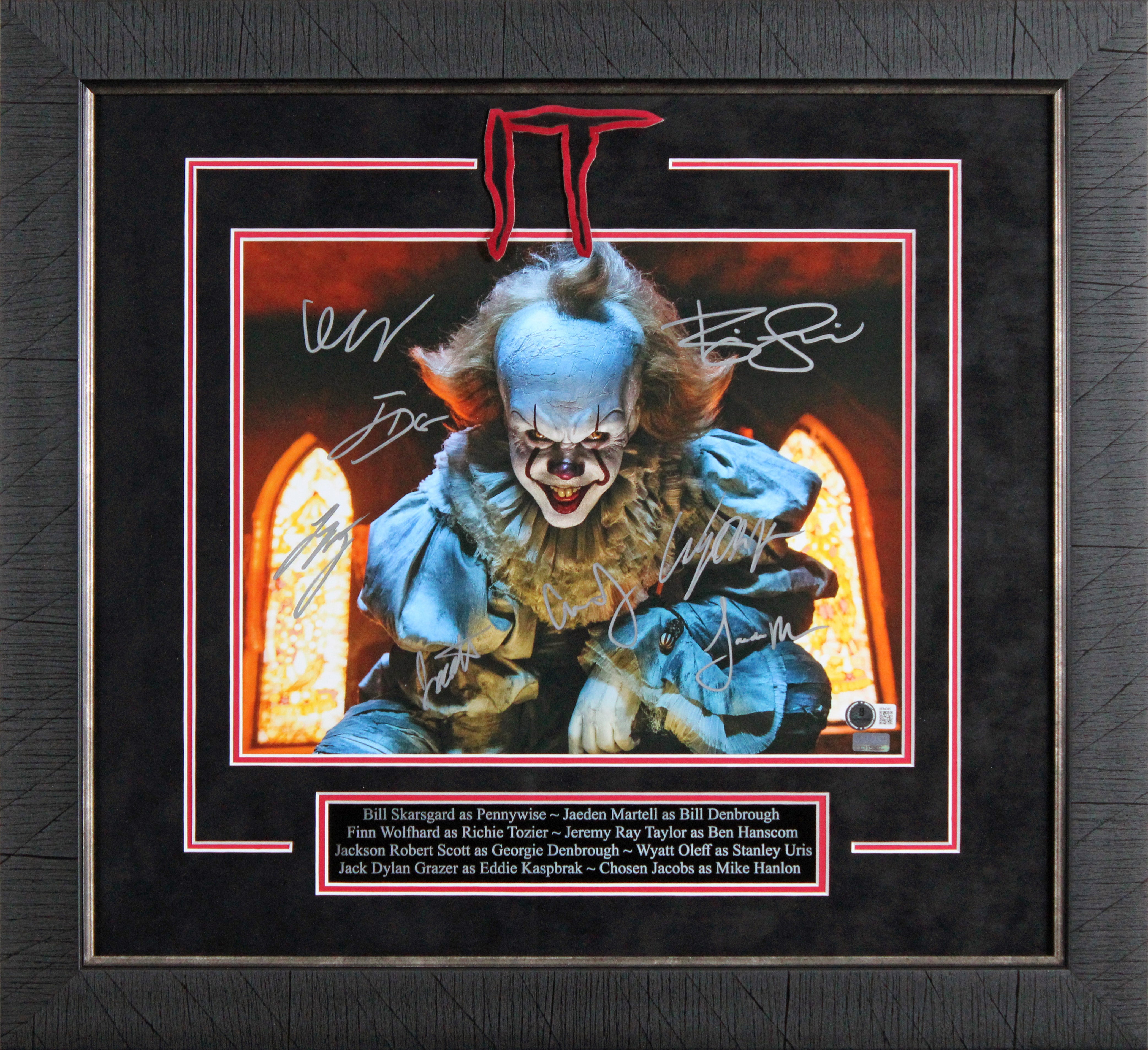 It (8) Skarsgard, Wolfhard, Martell, +5 Signed 11x14 Framed Photo BAS LOA