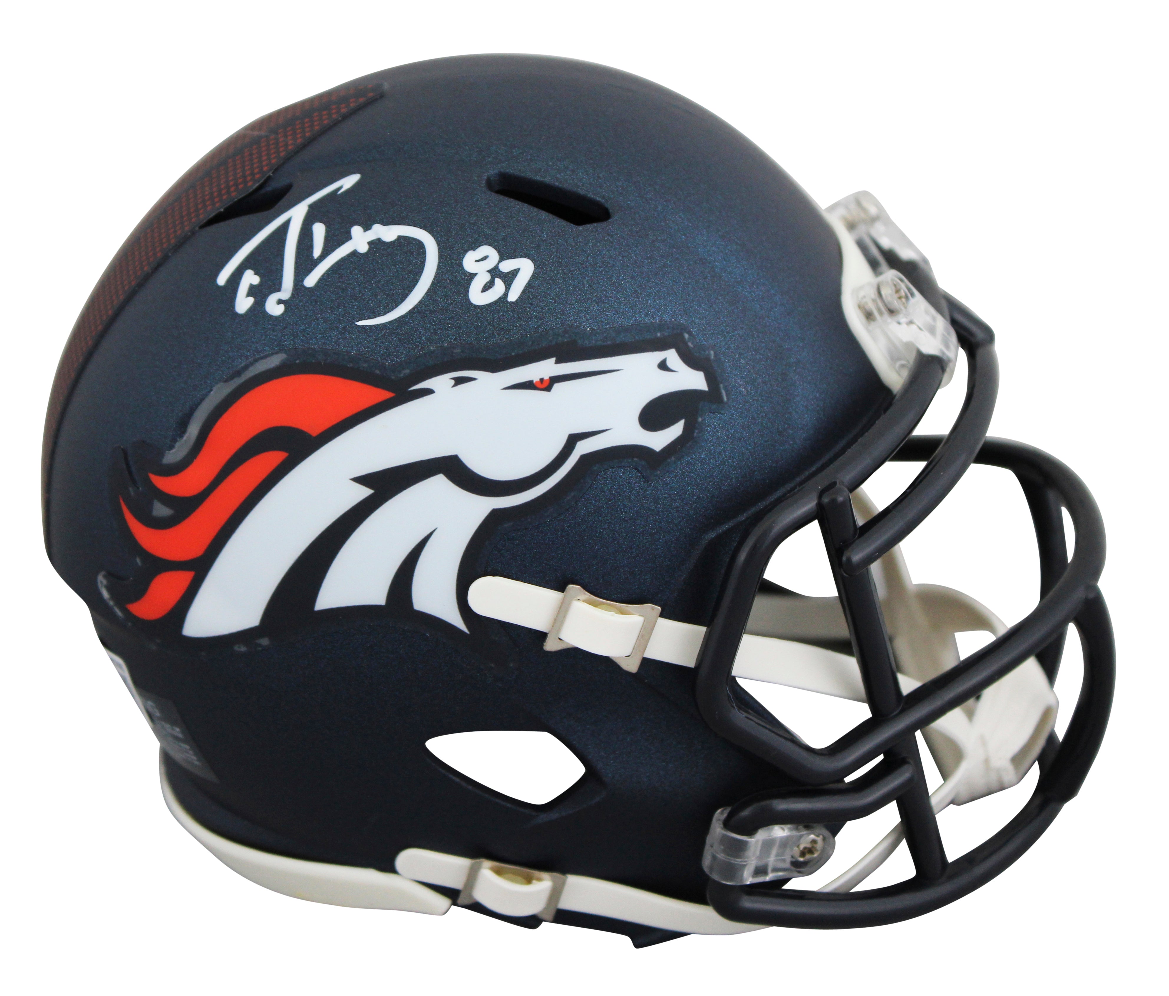 Broncos Ed McCaffrey Authentic Signed Speed Mini Helmet W/ Case BAS Witnessed 2