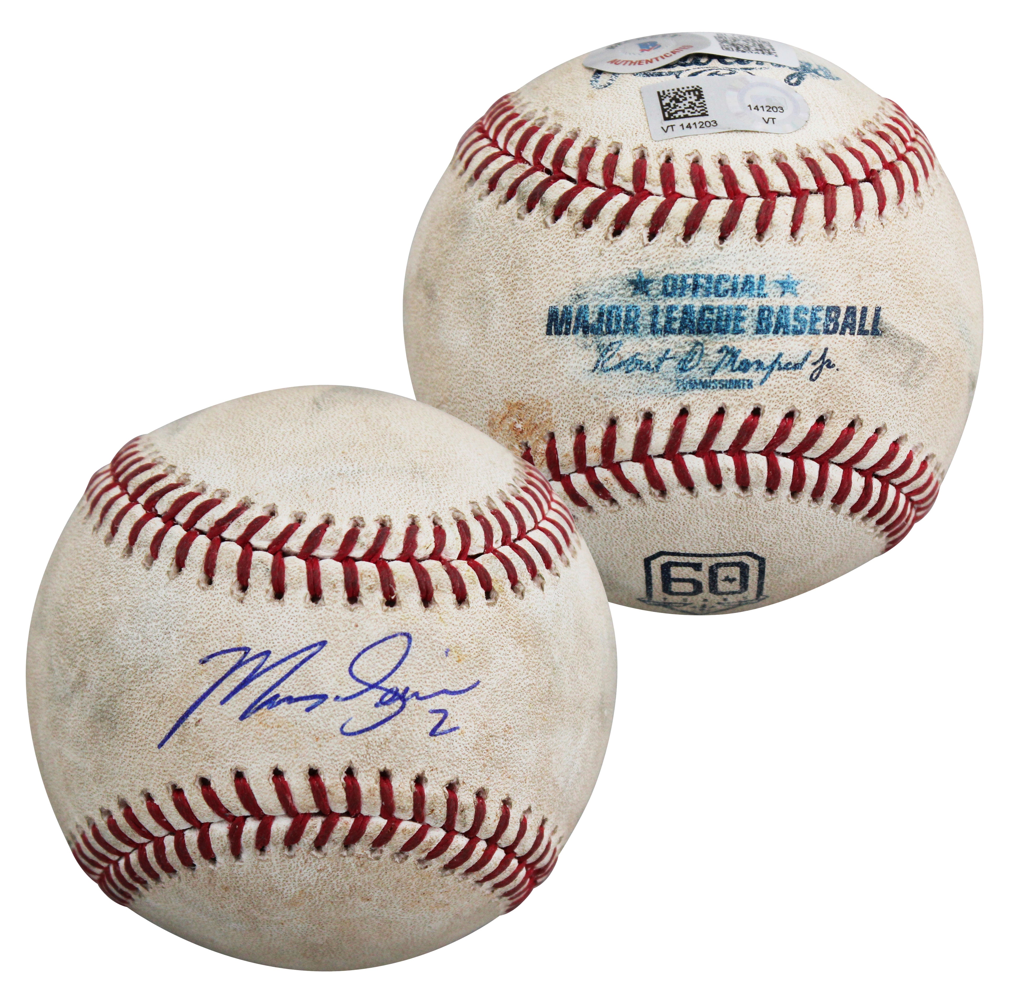 Rangers Marcus Semien Signed Game Used Robert Manfred OML Baseball BAS #BL72001