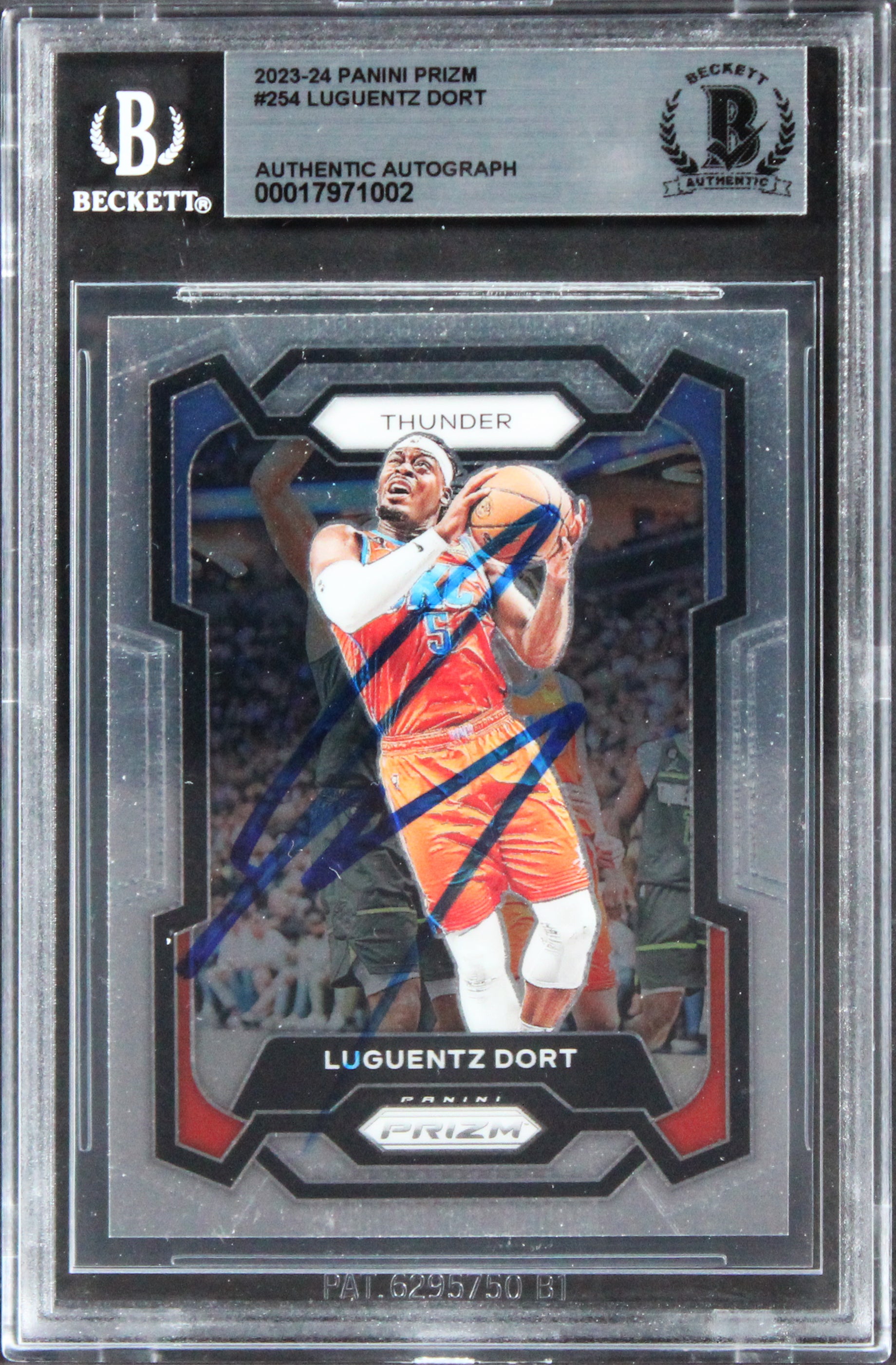 Thunder Luguentz Dort Authentic Signed 2023 Panini Prizm #254 Card BAS Slabbed