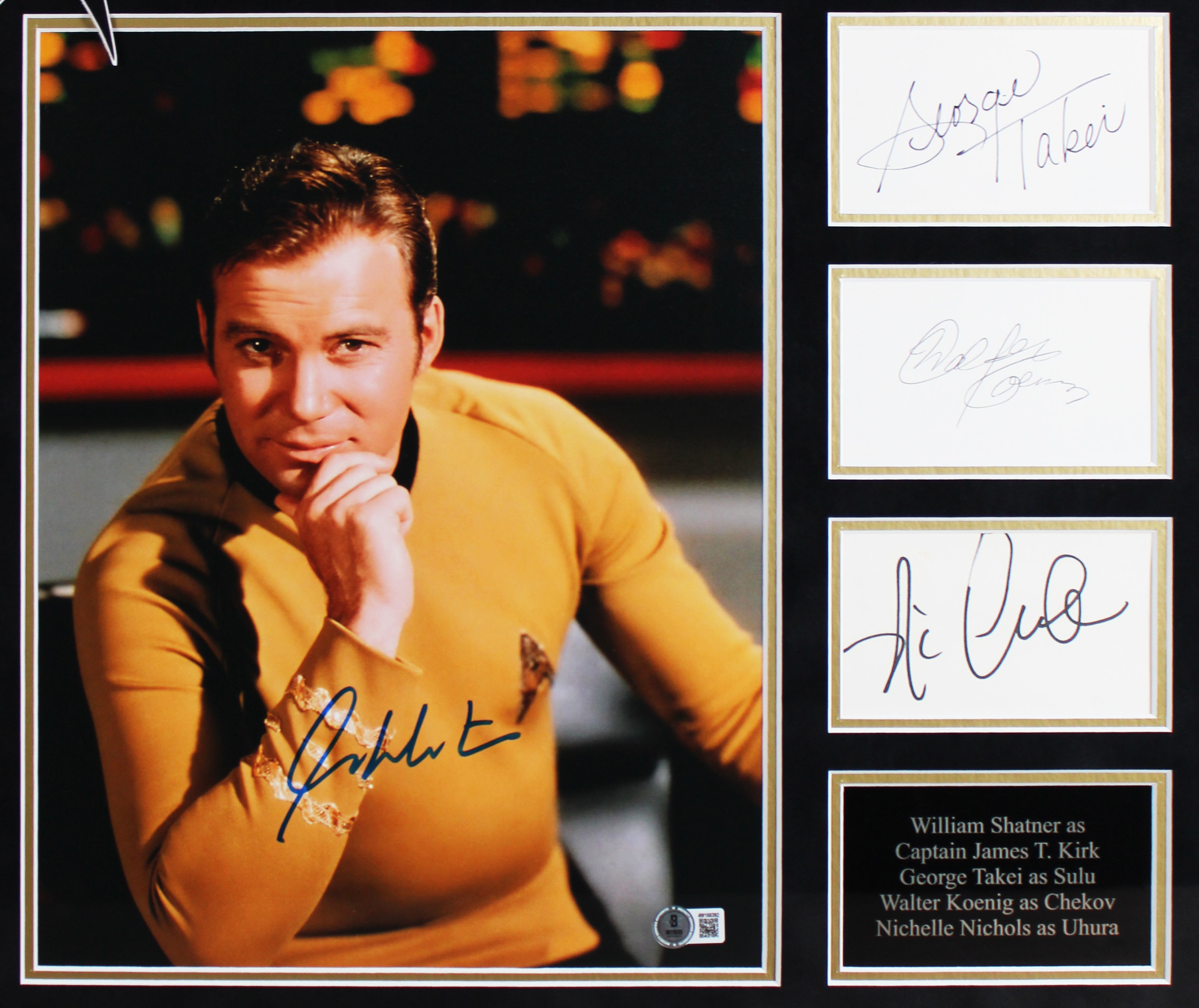 Star Trek (4) Shatner, Takei Koenig & Nichols Signed Frame Display BAS #AG010191