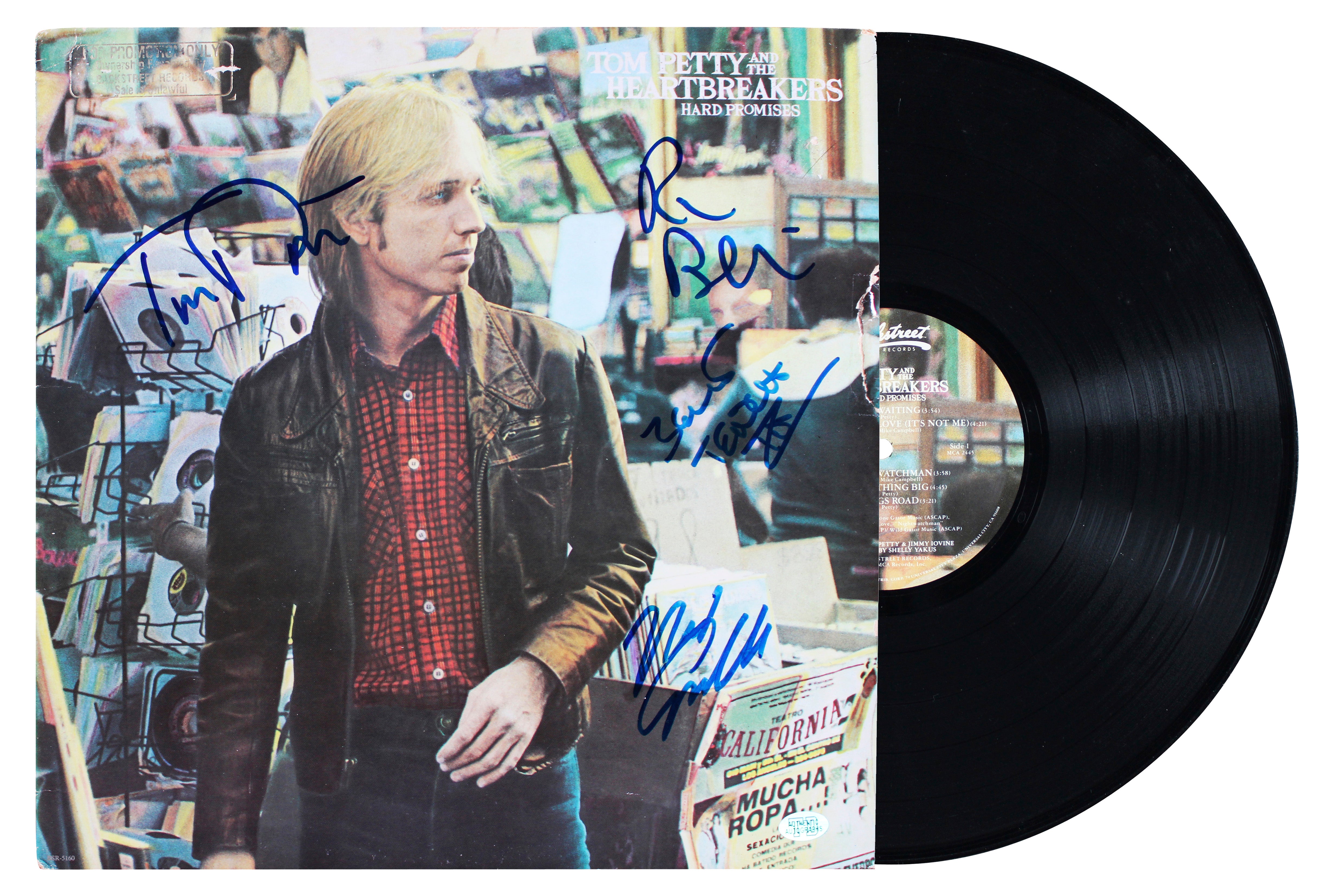 (4) Tom Petty and the Heartbreakers Signed Hard Promises Album Cover JSA LOA