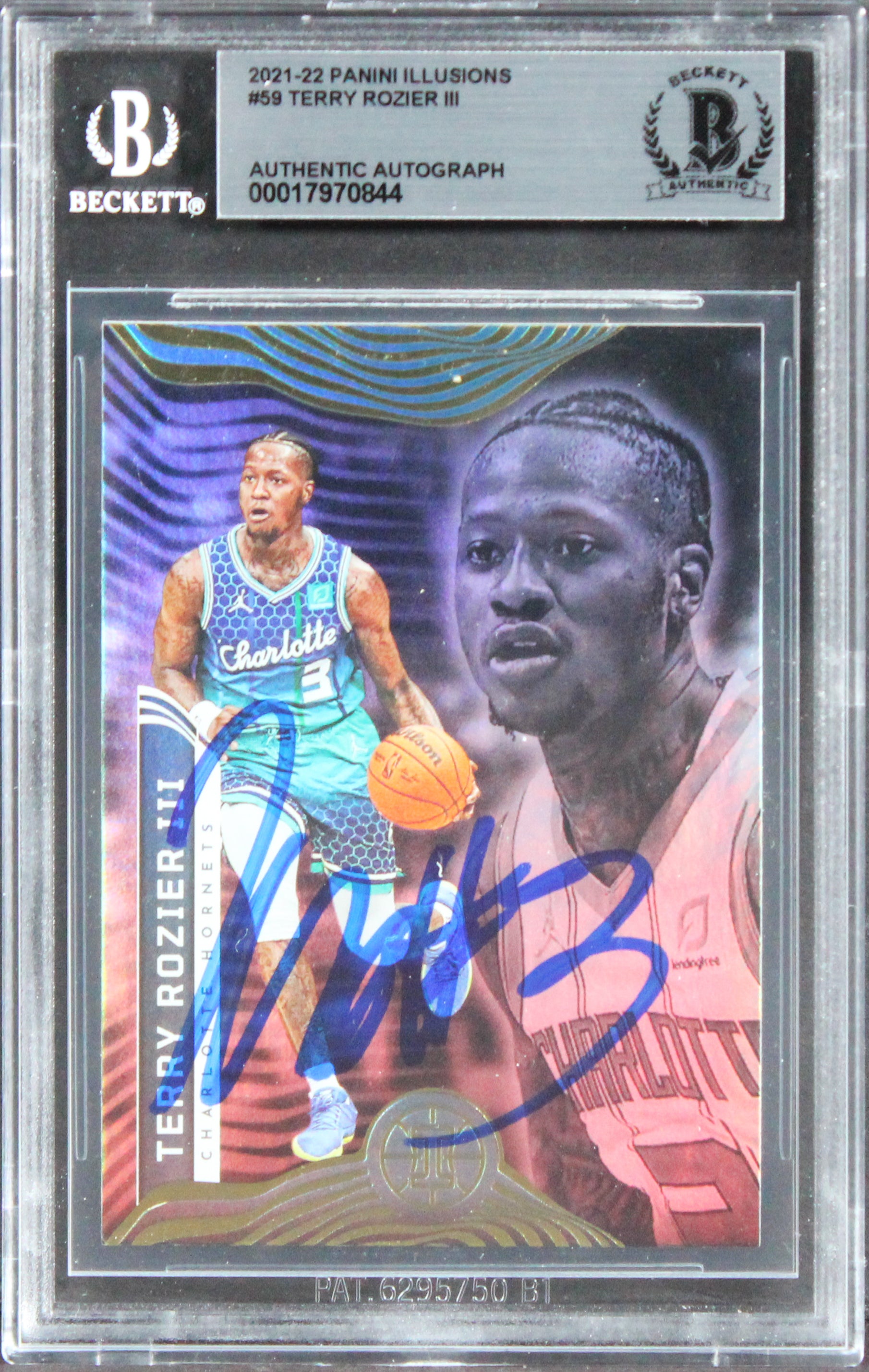 Hornets Terry Rozier III Signed 2021 Panini Illusions #59 Card BAS Slabbed