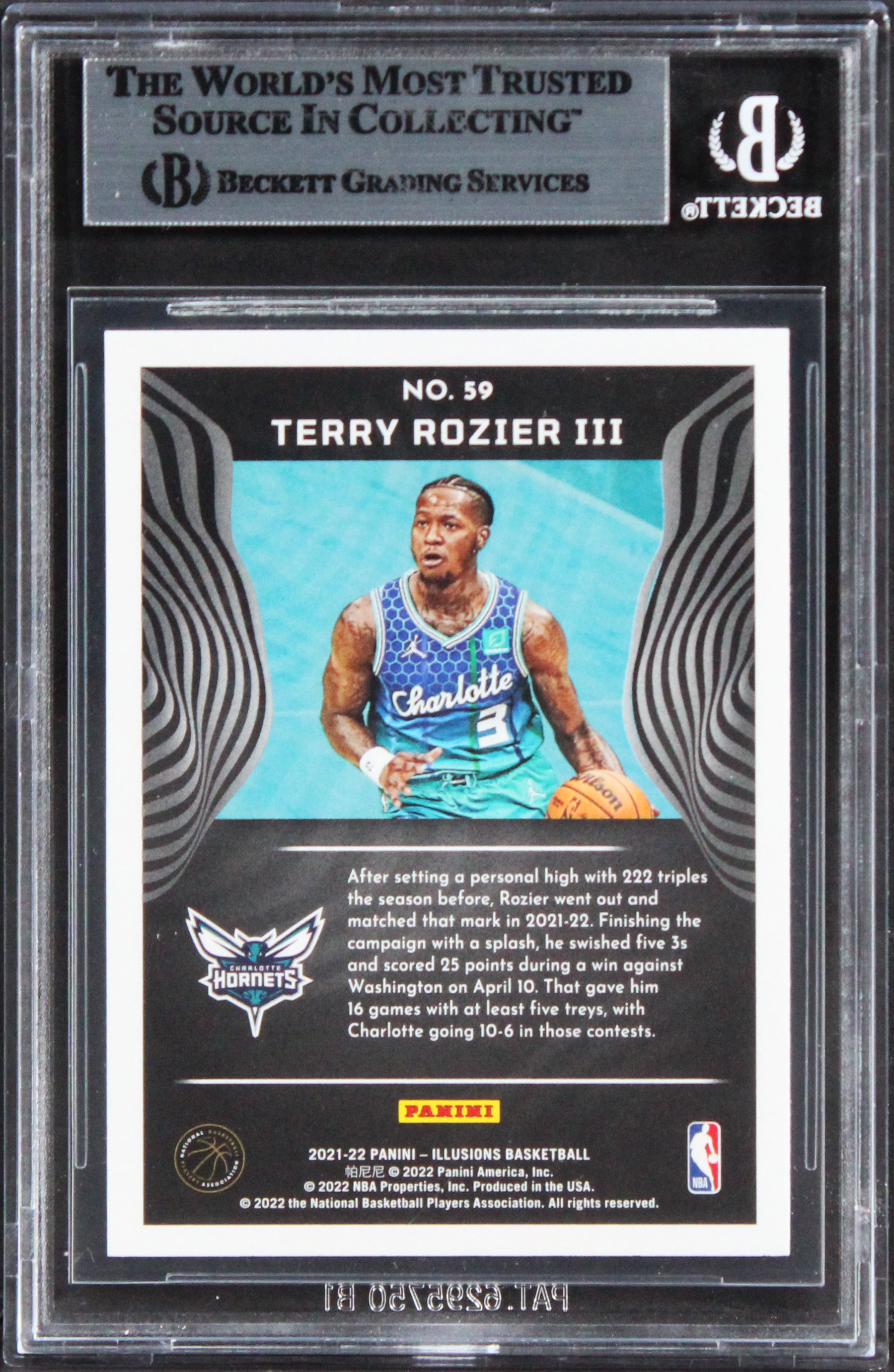 Hornets Terry Rozier III Signed 2021 Panini Illusions #59 Card BAS Slabbed