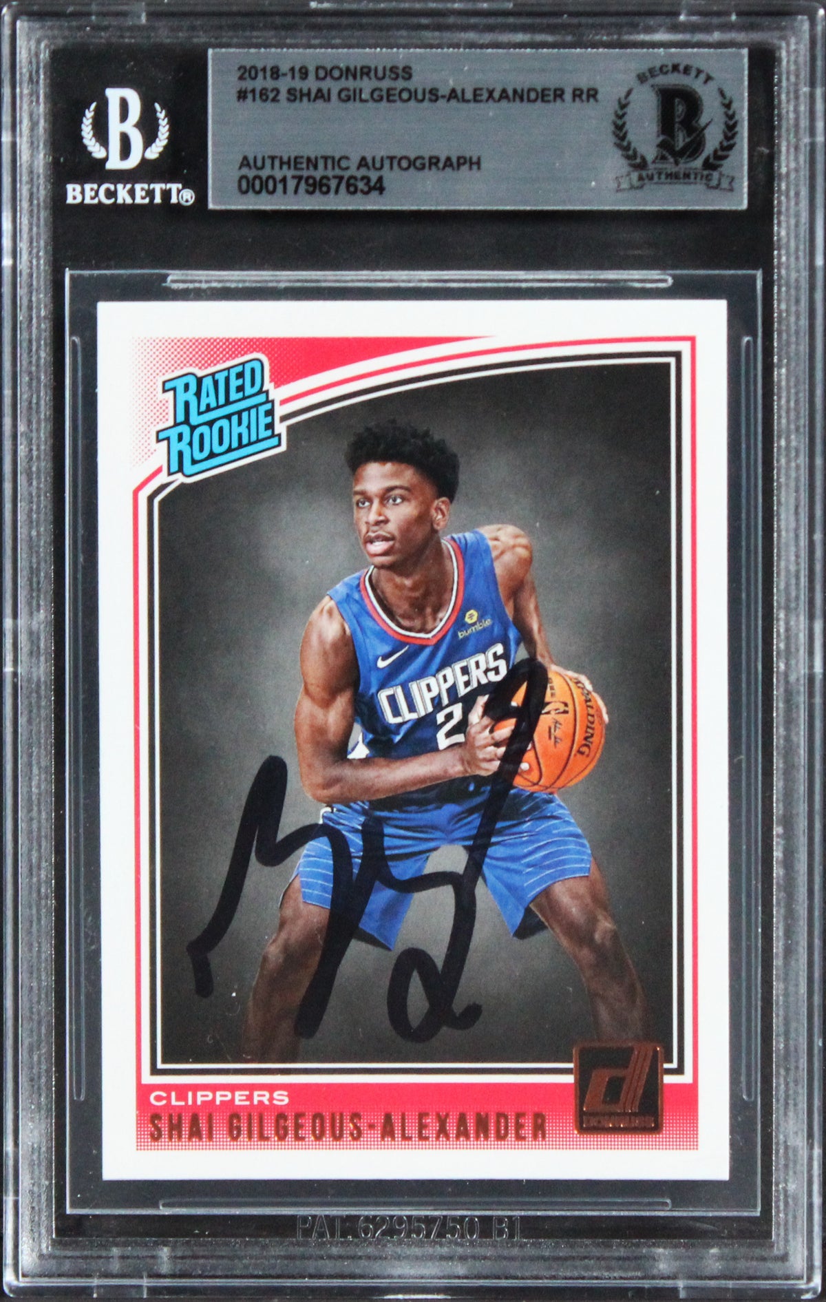 Clippers Shai Gilgeous-Alexander Signed 2018 Donruss #162 Rookie Card BAS Slab