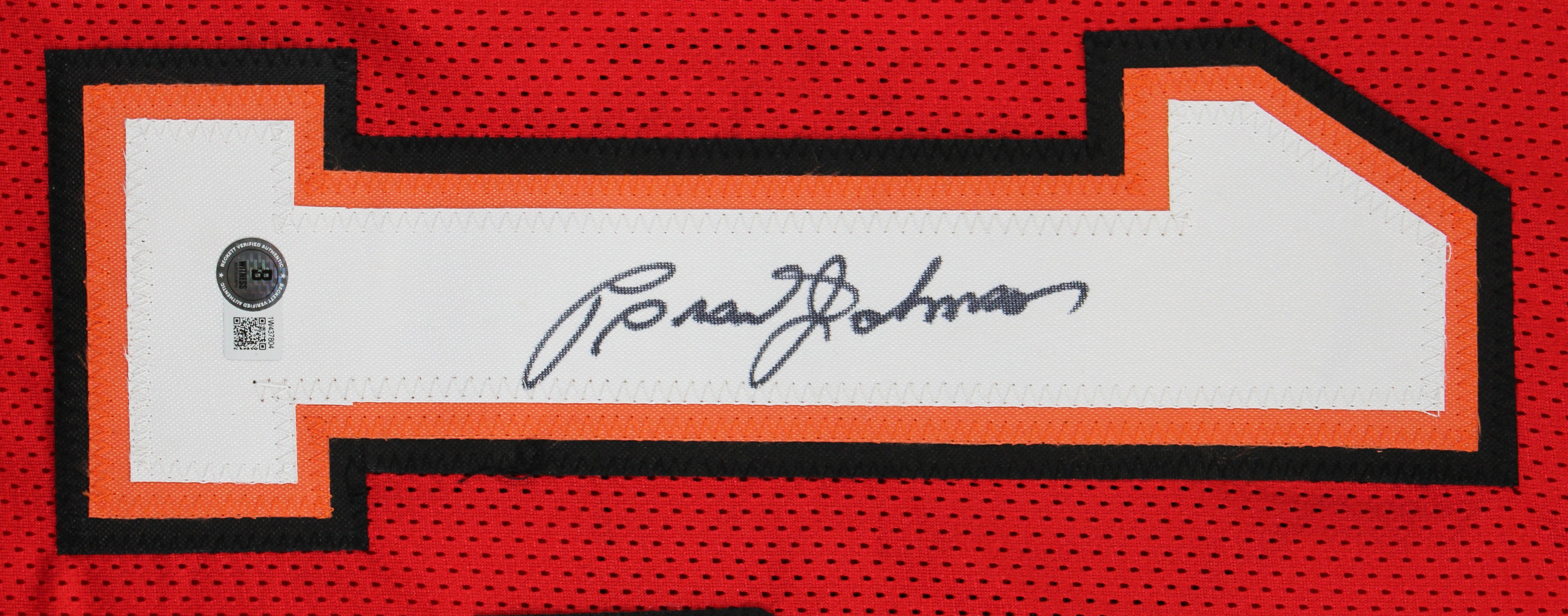 Brad Johnson Authentic Signed Red Pro Style Jersey Autographed BAS Witnessed