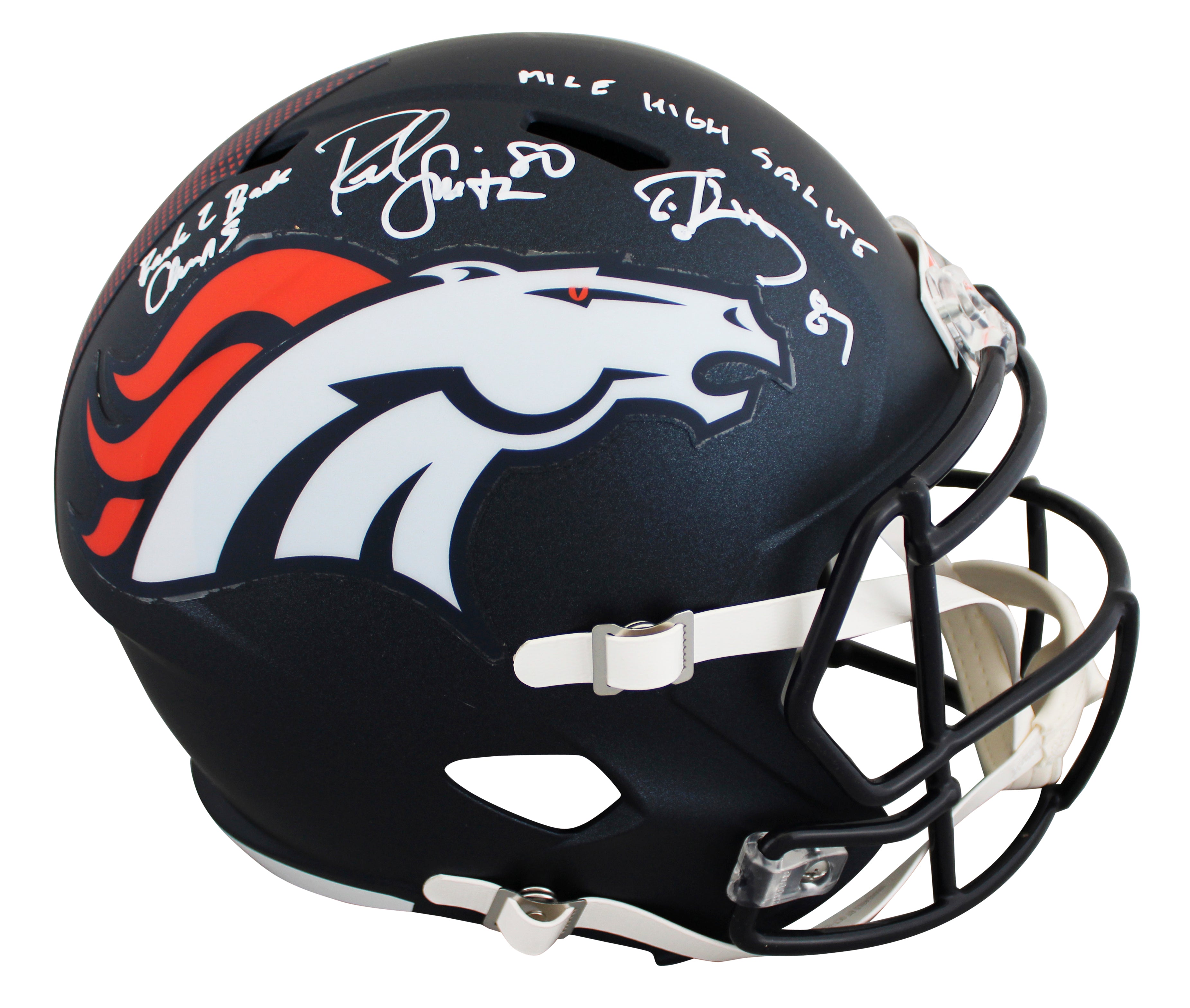 Broncos Rod Smith & Ed McCaffrey Signed F/S Speed Rep Helmet W/ Case BAS Witness