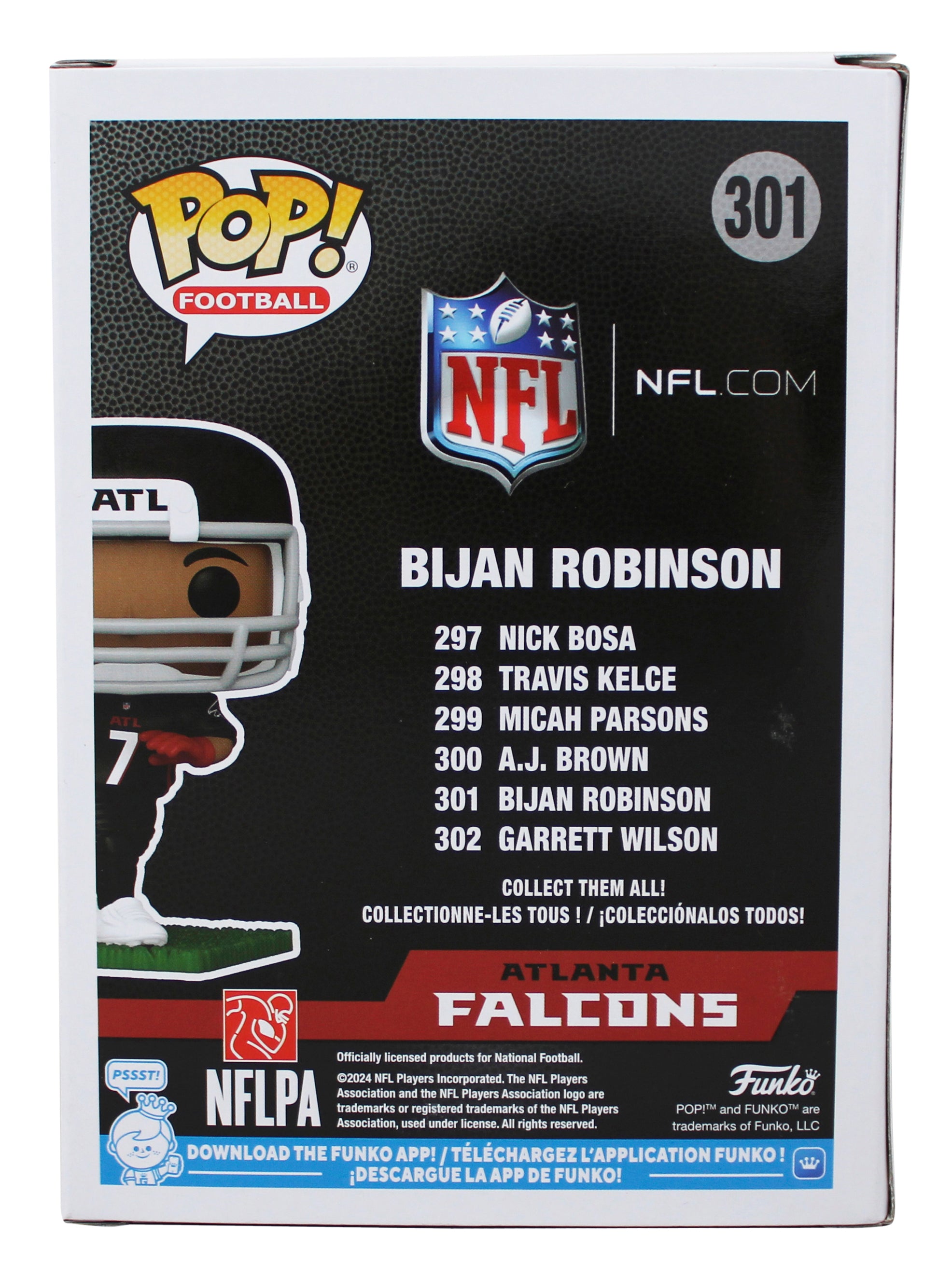 Falcons Bijan Robinson Signed #301 Funko Pop Vinyl Figure BAS Witness #2W911791