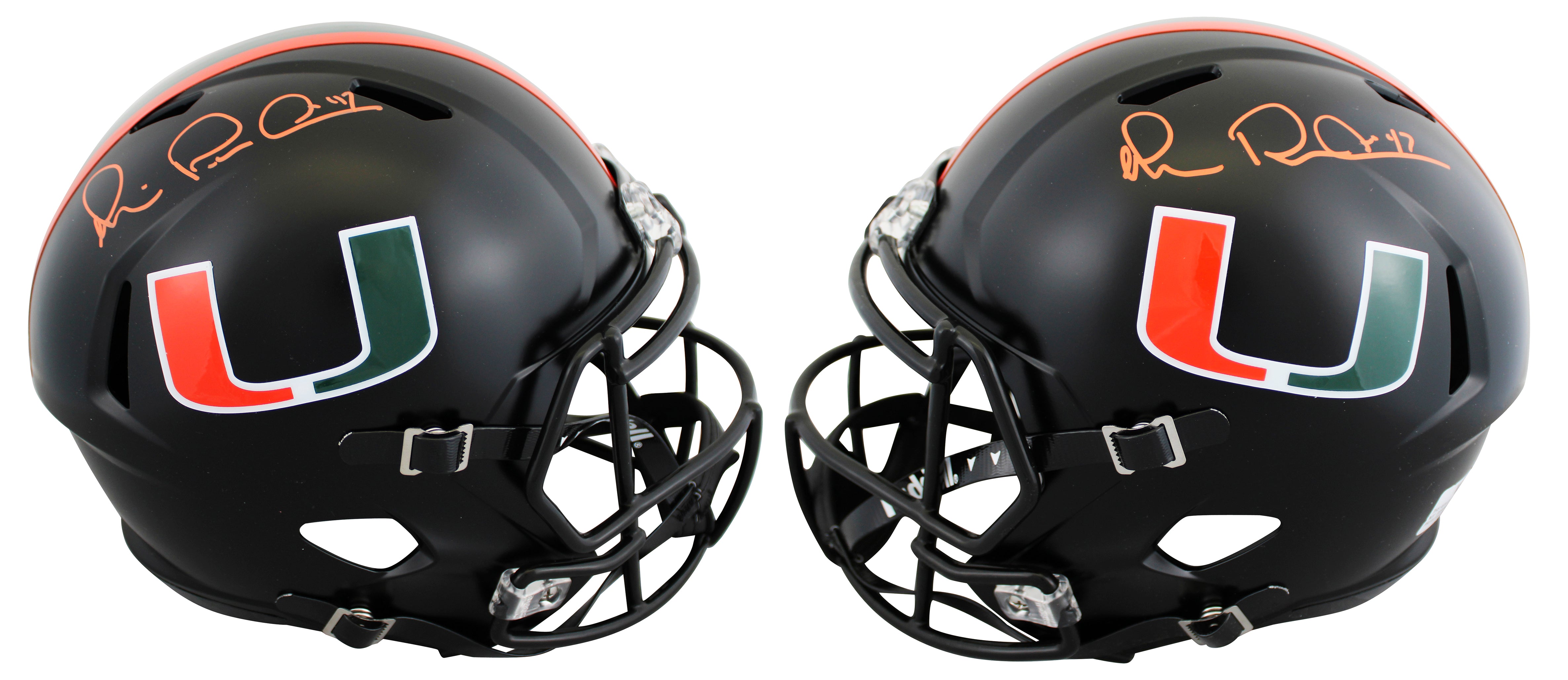 Miami Michael Irvin Signed Twice Alt Black F/S Speed Rep Helmet BAS #BW38853