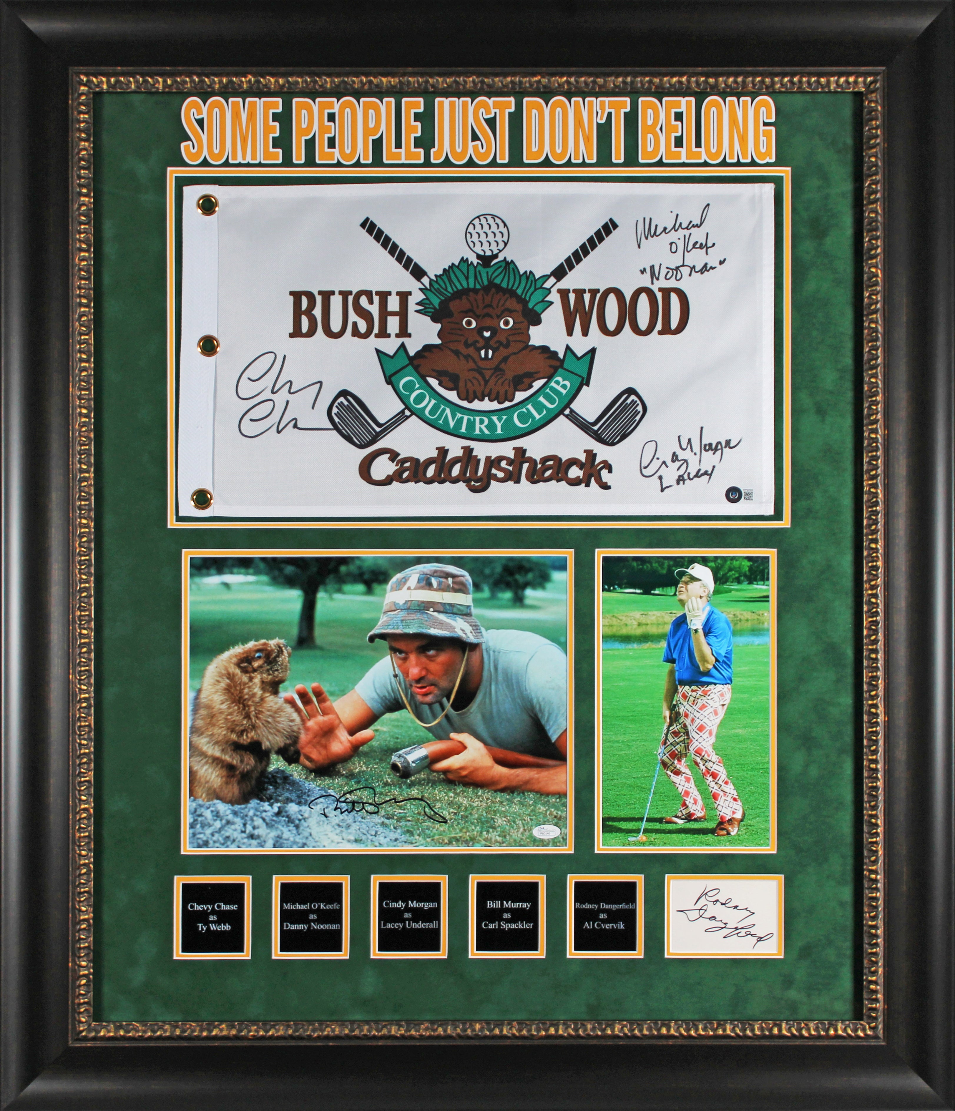Caddyshack (5) Chase, Dangerfield, Murray, Morgan +1 Signed Framed Display BAS