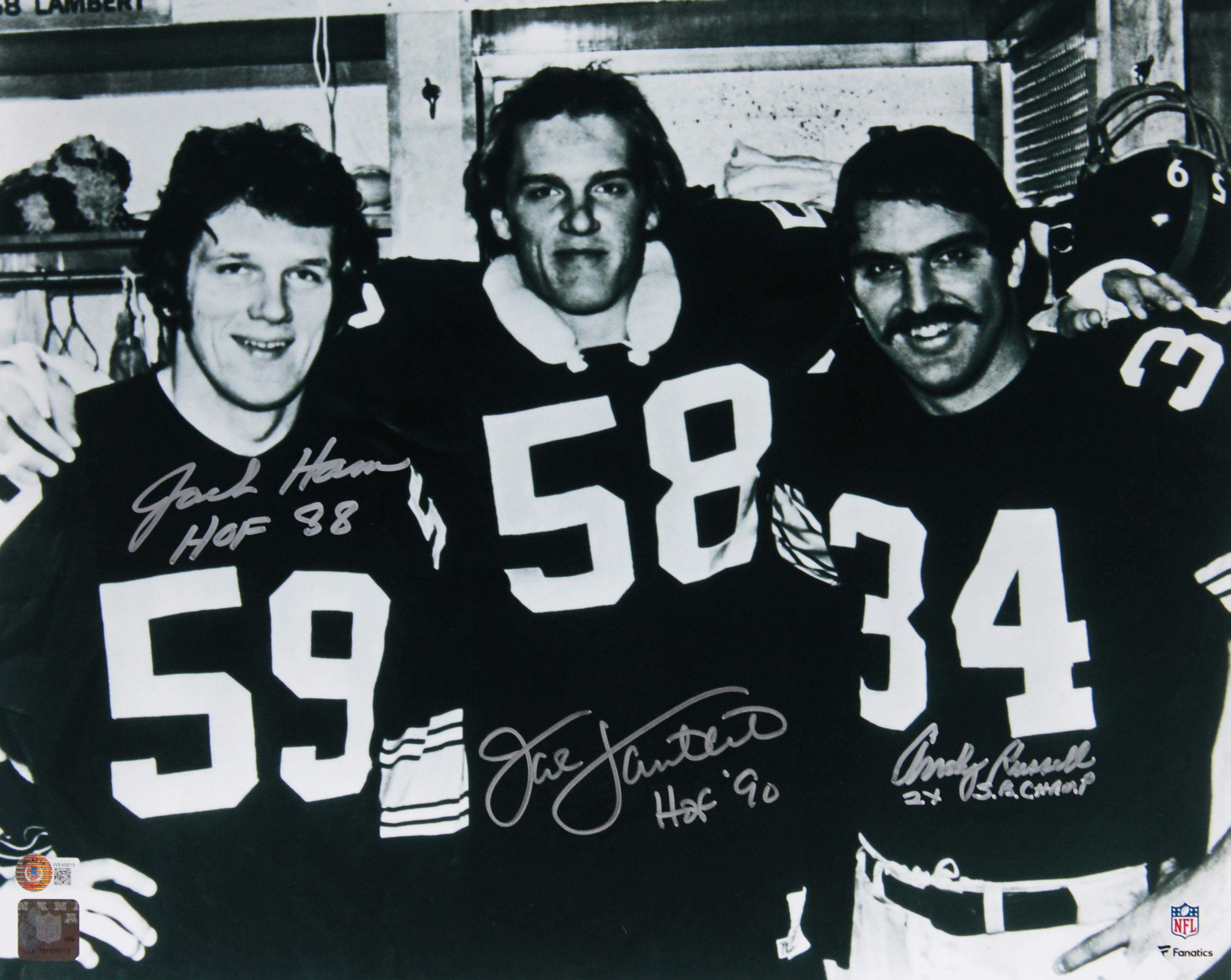 Steelers LB's (3) Lambert, Ham & Russell Signed 16x20 Photo BAS Witnessed 2