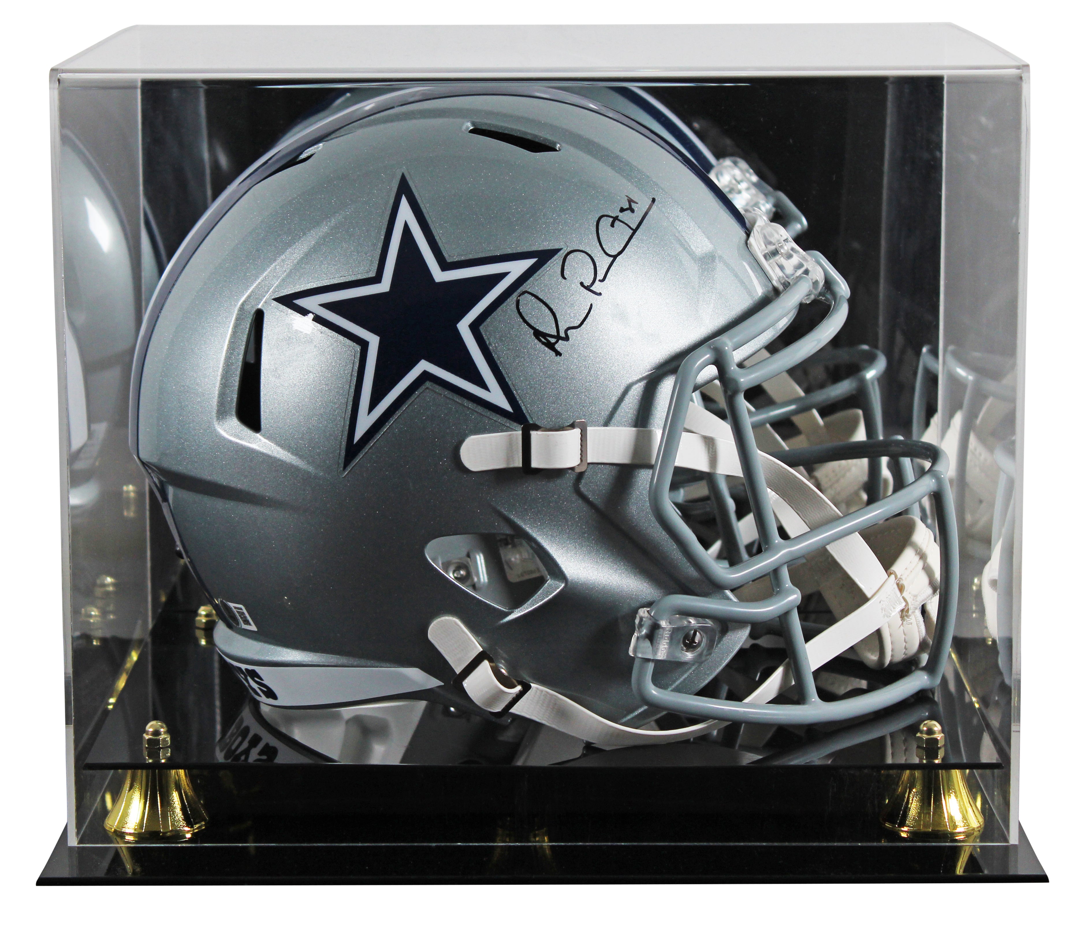 Cowboys Michael Irvin Signed Silver Full Size Speed Rep Helmet W/ Case BAS Wit
