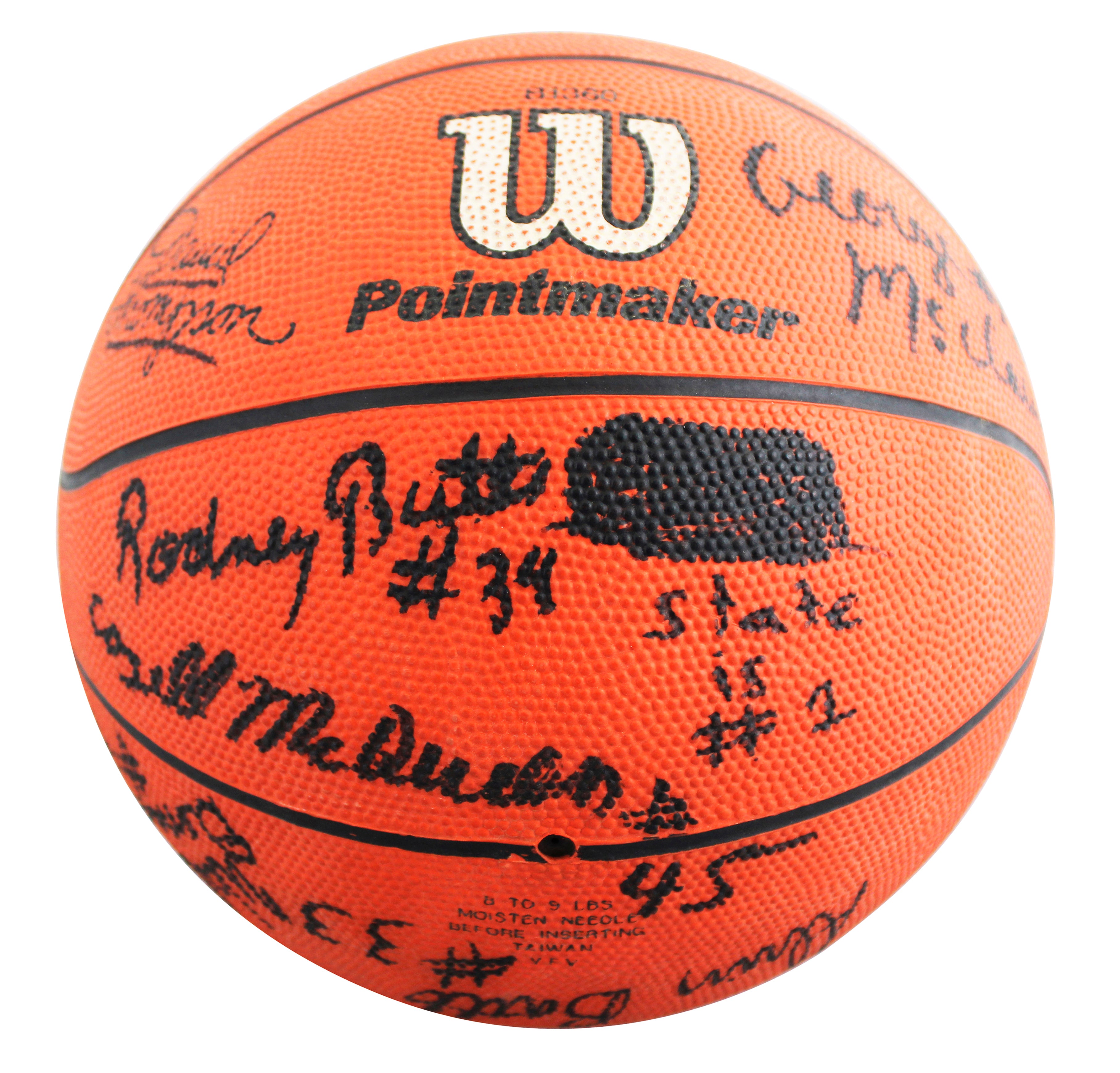 1983 NCSU (14) Valvano, Charles, Webb +11 Signed Wilson Basketball BAS #AG010001