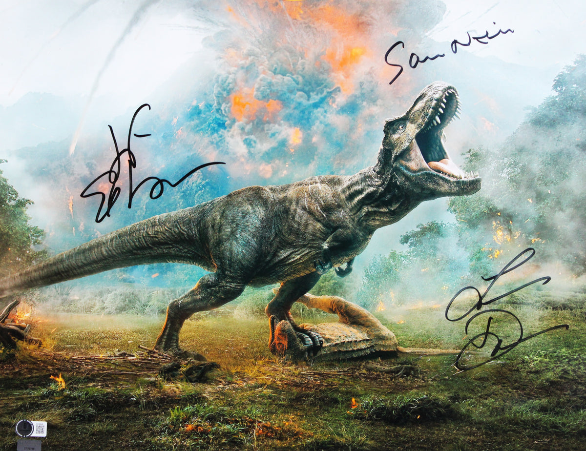 Jurassic Park (3) Neil, Dern & Goldblum Signed 16x20 Framed Photo BAS #AE09648