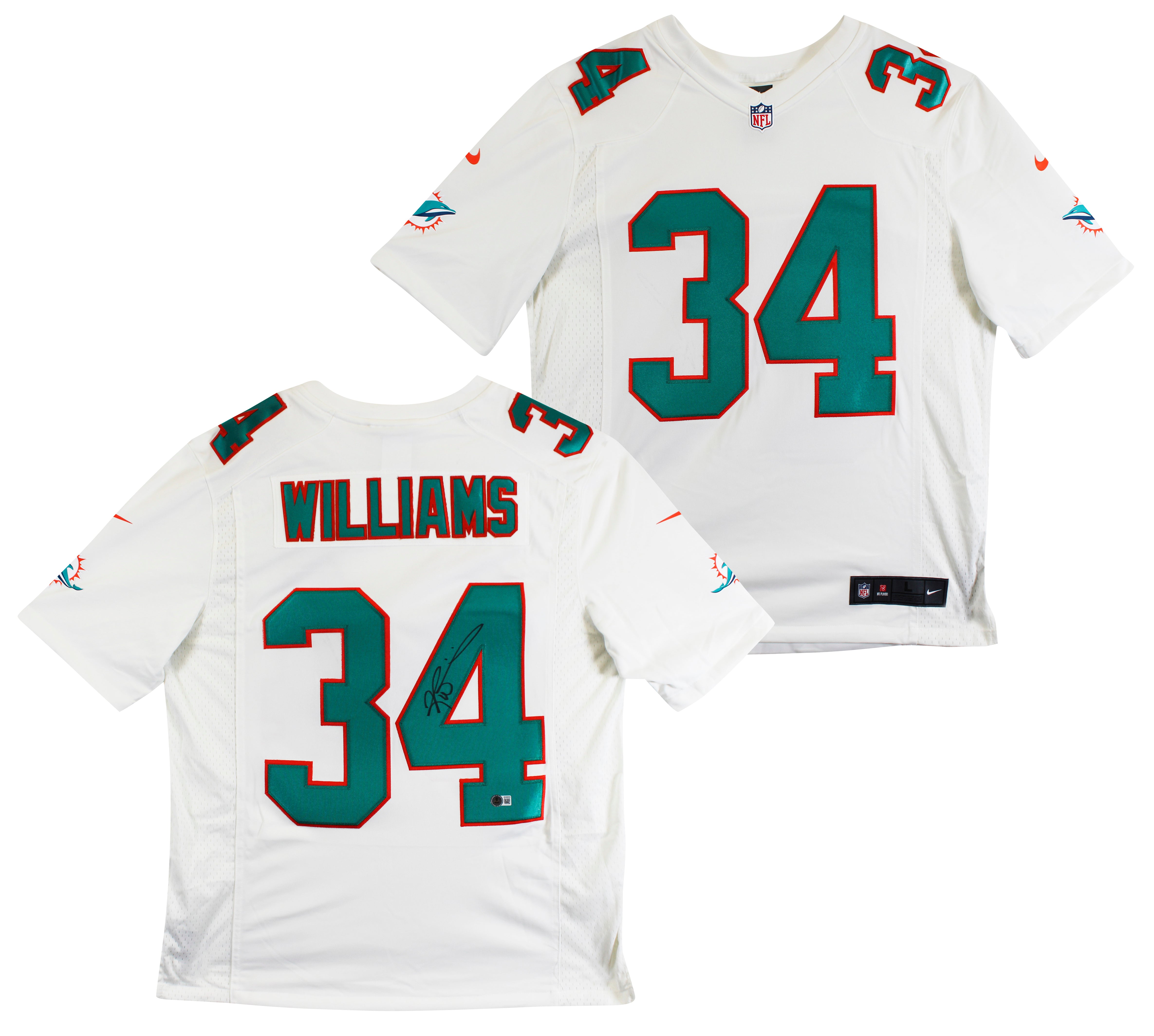 Dolphins Ricky Williams Authentic Signed White Nike Limited Jersey BAS Witness 2