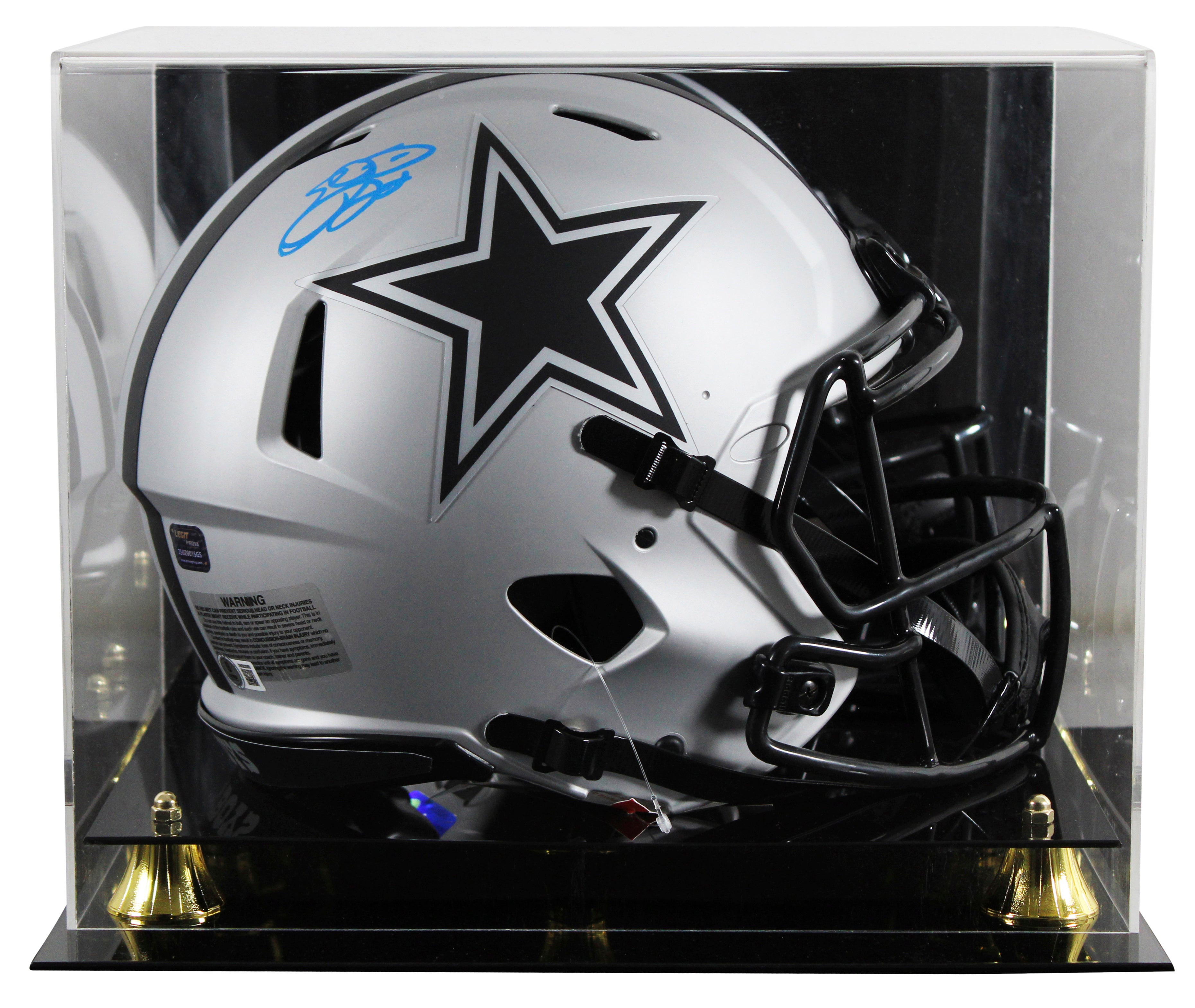 Cowboys Emmitt Smith Signed Rave Full Size Speed Proline Helmet w/ Case BAS Wit