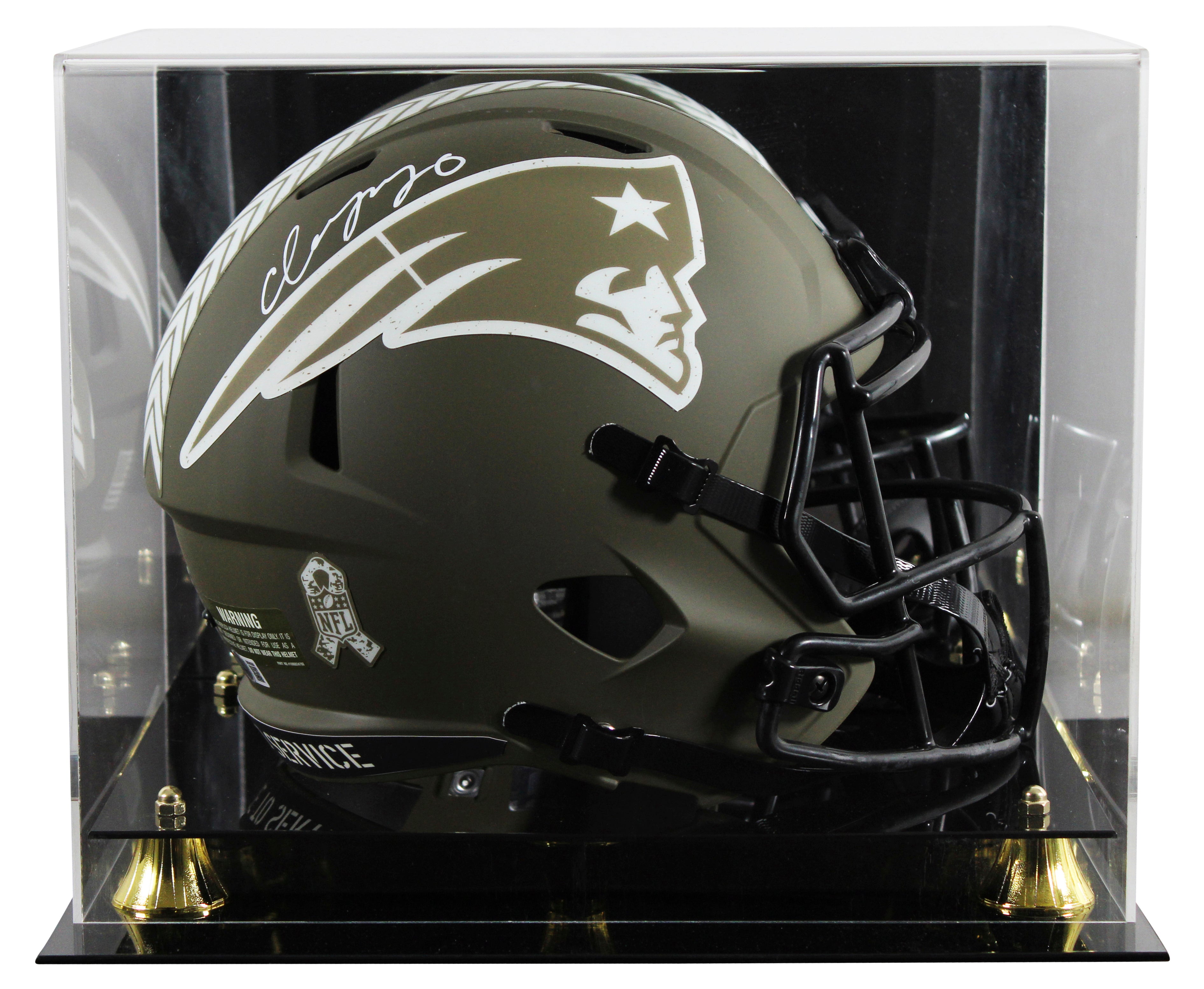 Patriots Christian Gonzalez Signed STS Full Size Speed Rep Helmet W/ Case BAS W