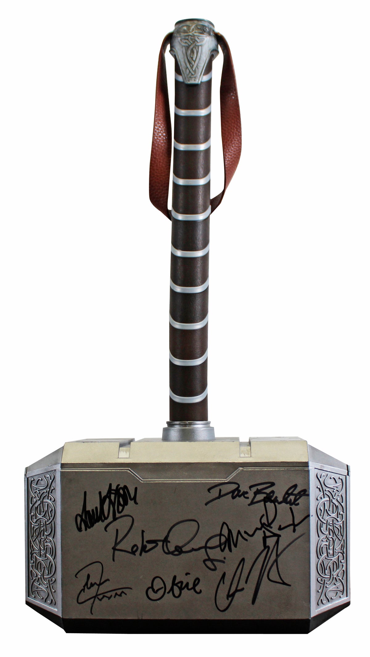 Avengers (17) Downey Jr., Evans, Jackson +14 Signed Thor Mjolnir Prop Hammer BAS