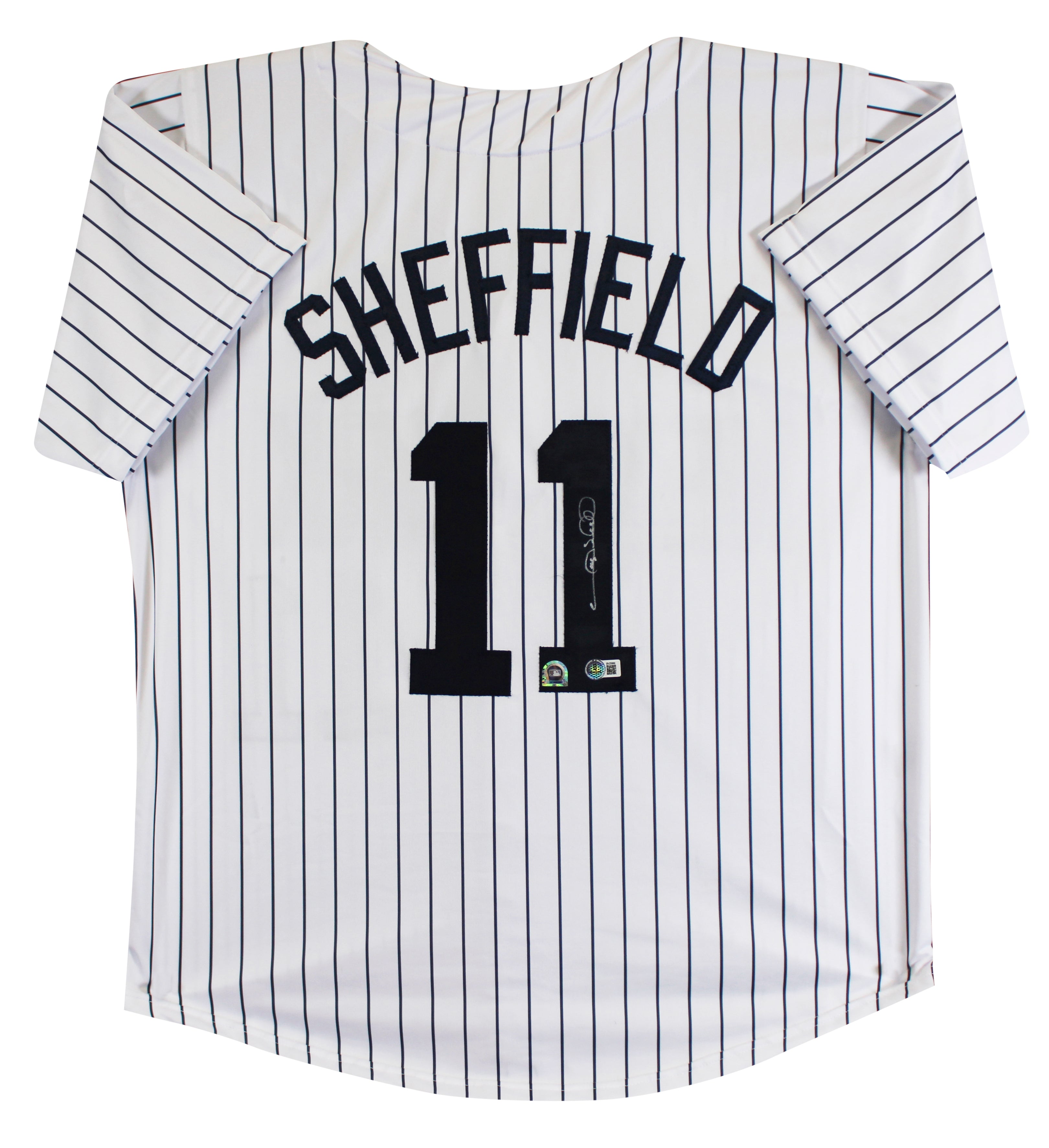Gary Sheffield Authentic Signed White Pinstripe Pro Style Jersey Autographed BAS