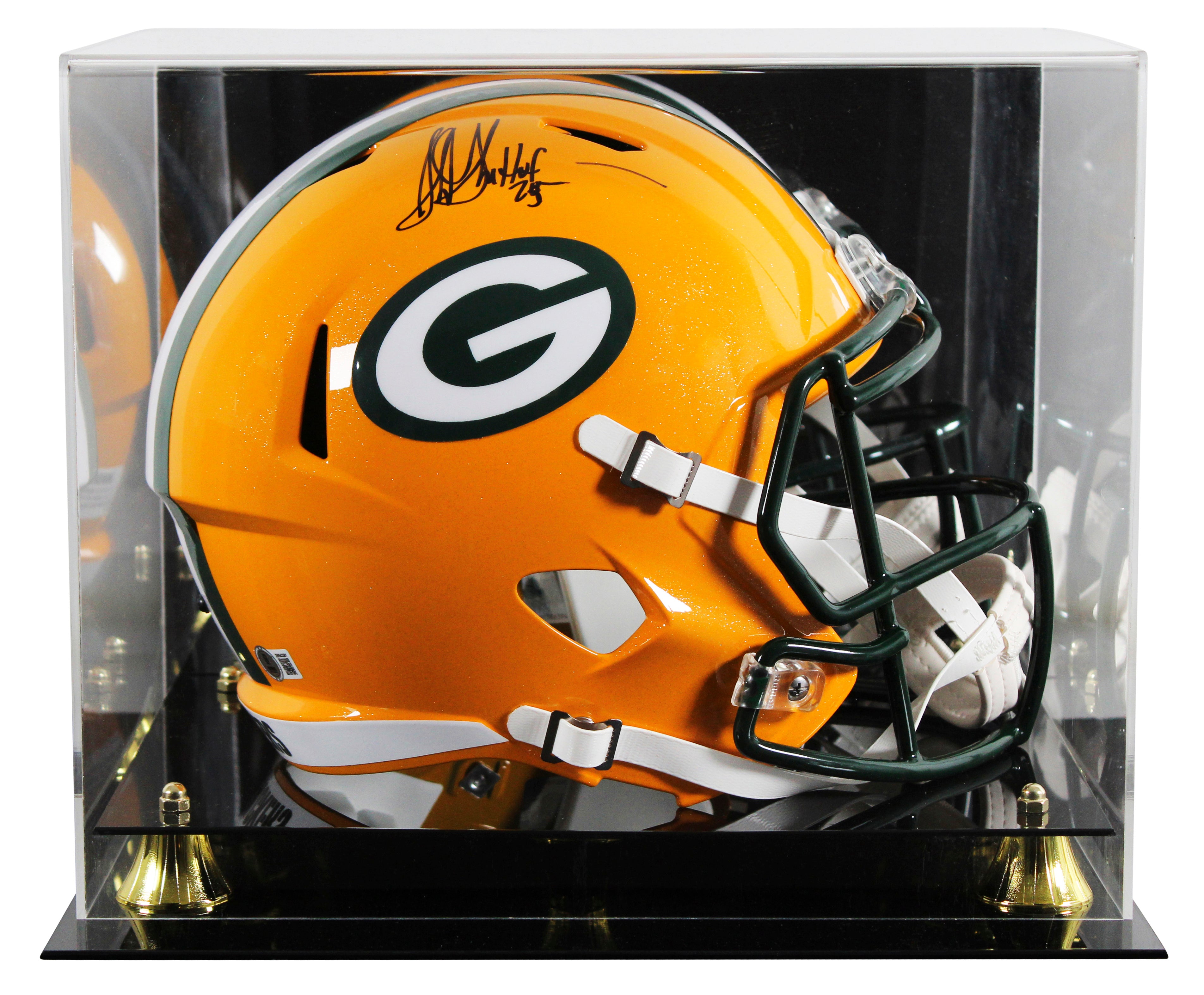 Packers Sterling Sharpe "HOF 25" Signed F/S Speed Rep Helmet W/ Case BAS Witness